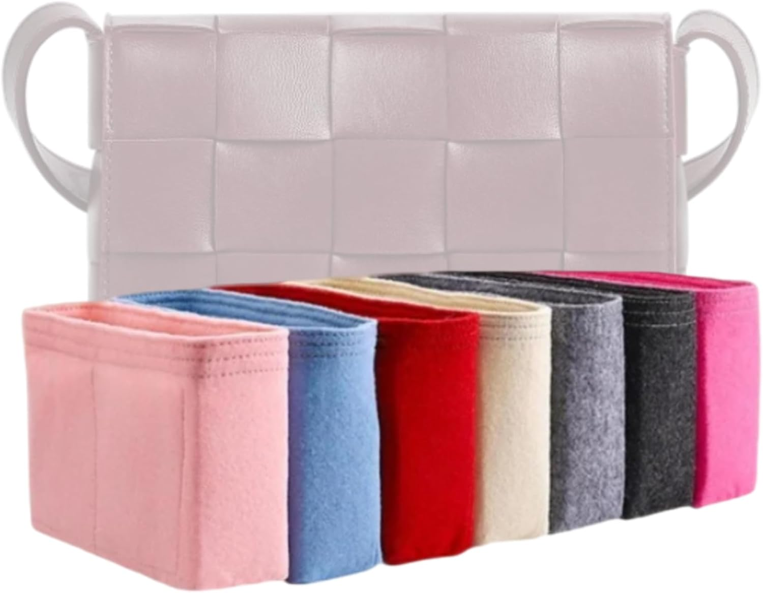 Xoppia Bag Organizer Compatible with Bottega Veneta Small Cassette Bag. Felt Insert Liner for Women Handbag. (Beige, Style B: Side Zipper)