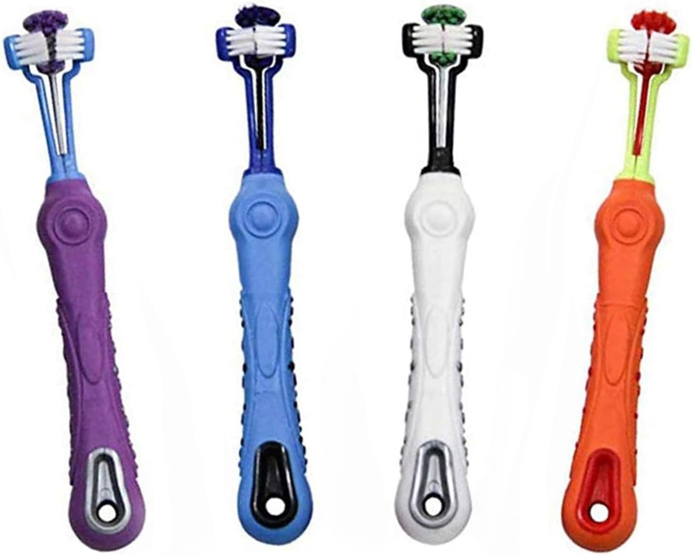 4 Pack Three Sided Pet Toothbrush Dog Toothbrush, Soft Silicone Pet Dental Care Toothbrush Cat Dog Teeth Cleaning Kit, Removing Bad Breath Tartar Teeth Care Dog Cat Cleaning Mouth image number 5