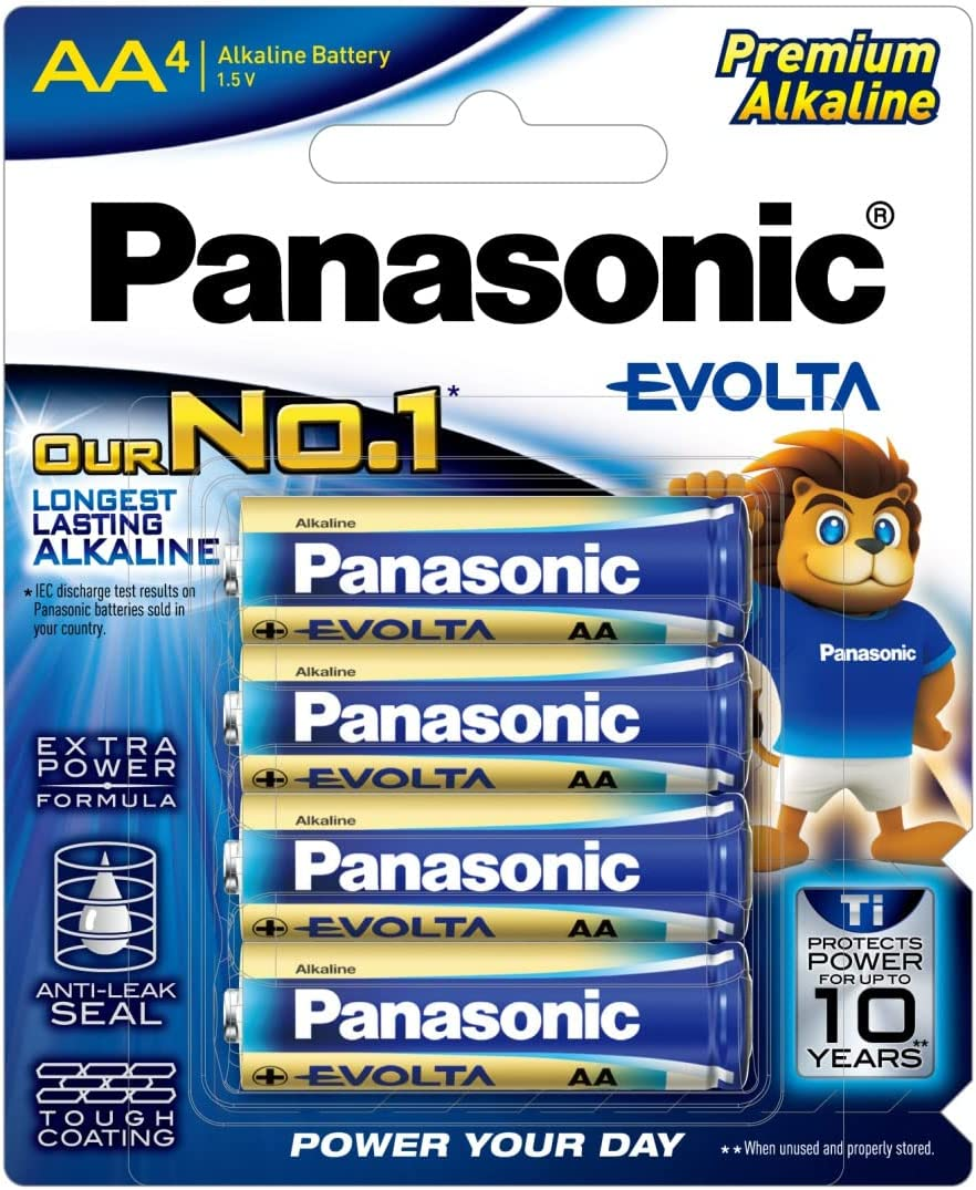 Panasonic Evolta AA Premium Alkaline Batteries, 4-Pack (LR6EG/4B) image number 2