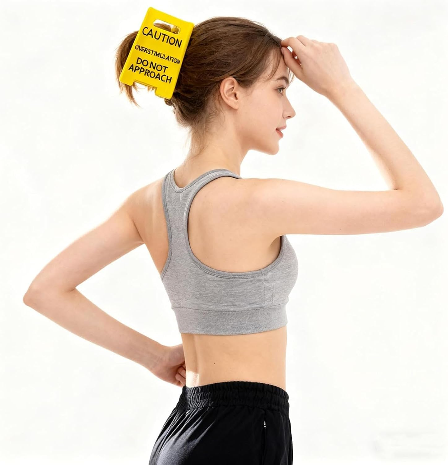 Set of 2 Overstimulated Hair Claw Clips - Yellow Funny Hair Clips for Women, Strong Grip for Thick Hair, Humorous Limits Setting in Everyday Life image number 6