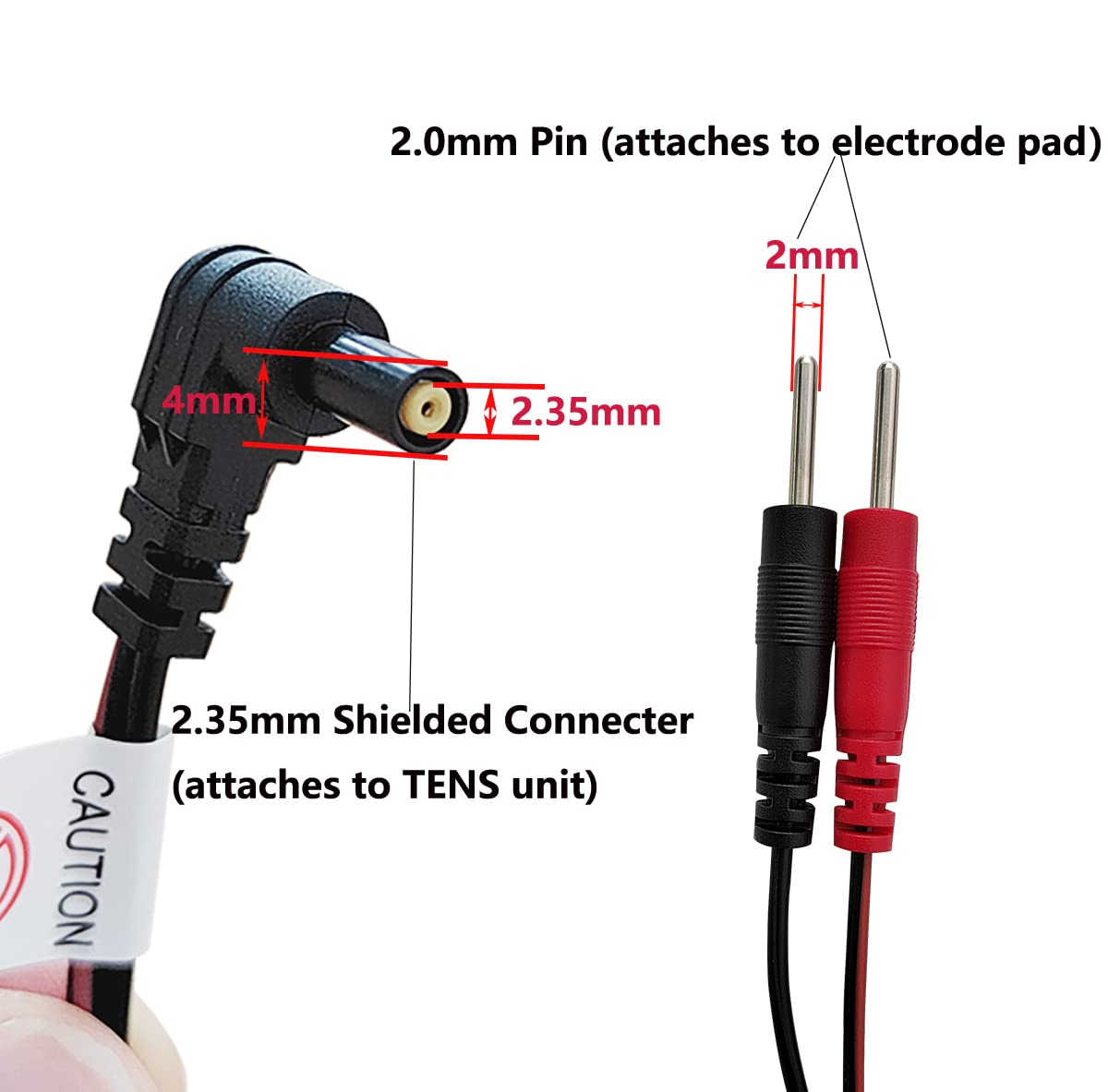 2Pcs/Pack Replacement Electrode Lead Wires Connect Cables Pin 2Mm for TENS Electronic Therapy Machines image number 4