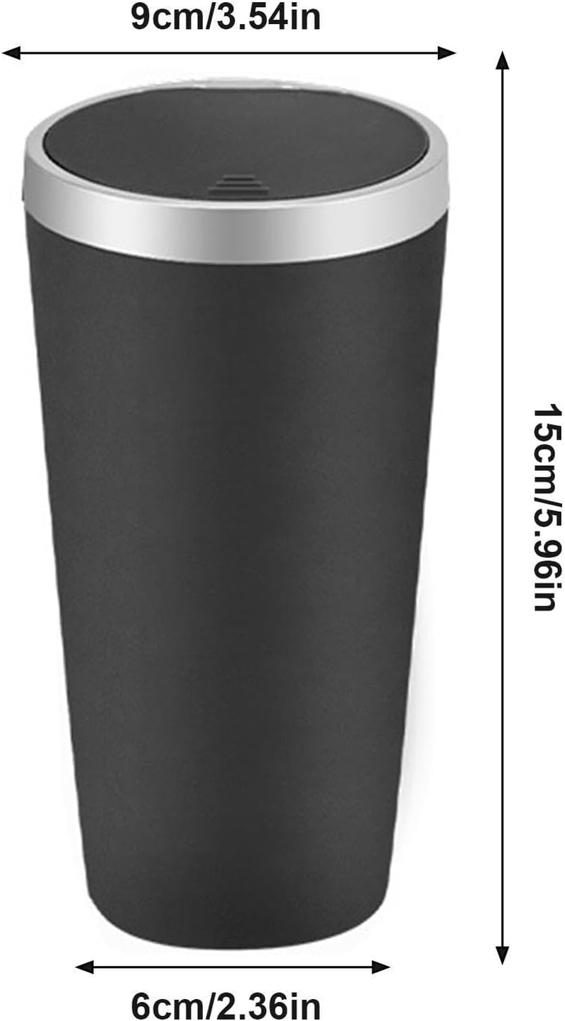 Mini Car Trash Can with Lid, Leak-Proof Car Garbage Can, Durable Car Trash Bin, No-Spill Car Cup Holder, Odor Blocking, for Desktop, Automotive, Home & Car Accessories (Black) image number 1