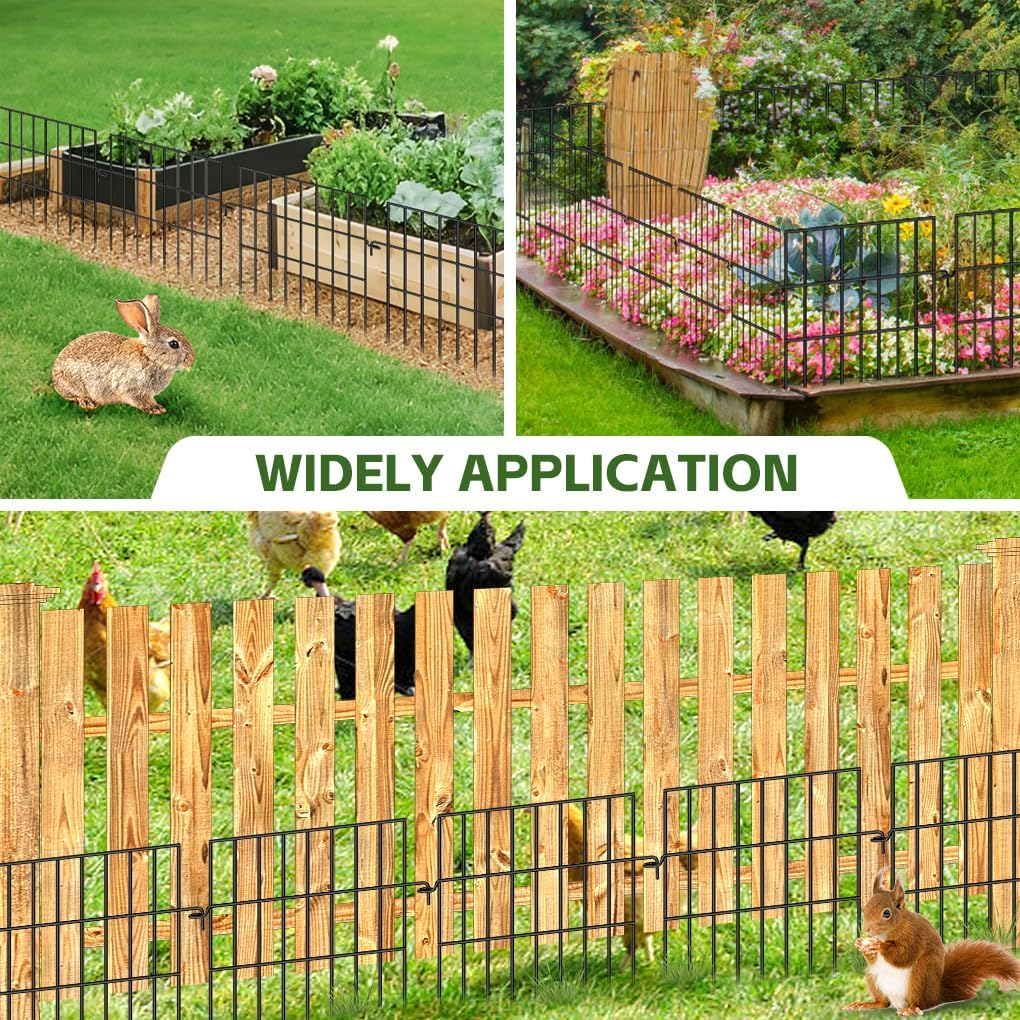 Springup 10 Panels Animal Barrier Fence Garden Fence No Diging Dog Fence Border Rustproof Metal Decorative Fences Blocker for Outdoor, Yard, Patio 42.5X32Cm image number 3