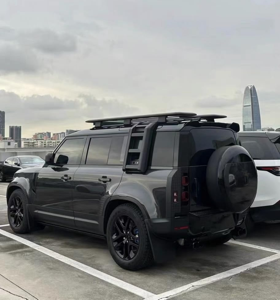 TINIANHHCT Ladder Side Window Roof Step Ladder Compatible with LR Defender 110 2020-2025 Side Roof Rack Side Access OE Style （All MATT Black） image number 6