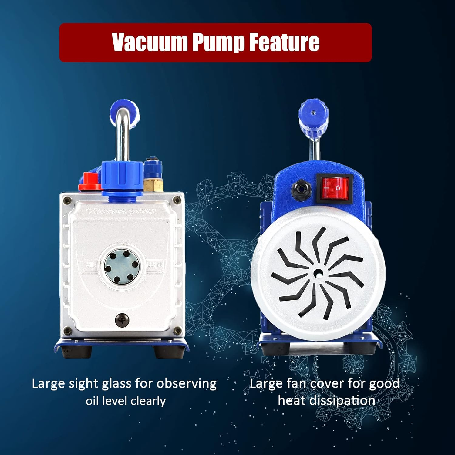 P PBAUTOS 4CFM 1/3HP 220V/50Hz Singe-Stage Rotary Vane Vacuum Pump for HVAC, Air Conditioner Maintenance, Food Packaging, Wine Degassing, Deaeration, Medical Experiment