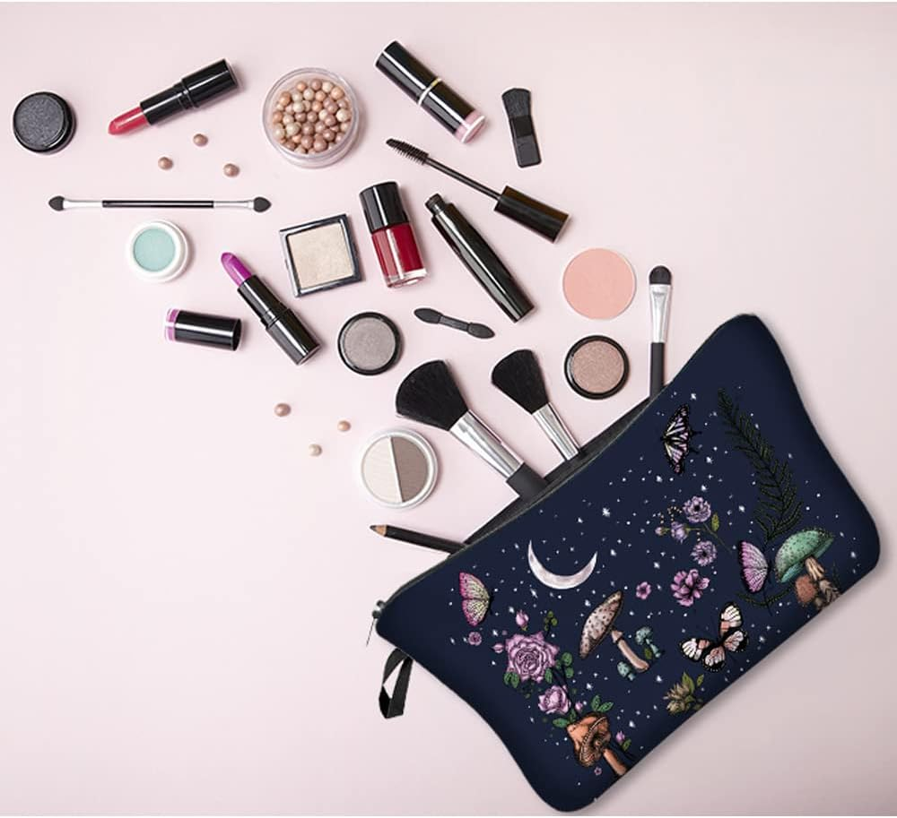 Allover Print Makeup Bag Cosmetic Bag Organizer Makeup Pouch Toiletry Pouch Clutch Cosmetic Pouch for Adult Women Travel and Daily Use, Moon Phase 1 - Bee image number 3