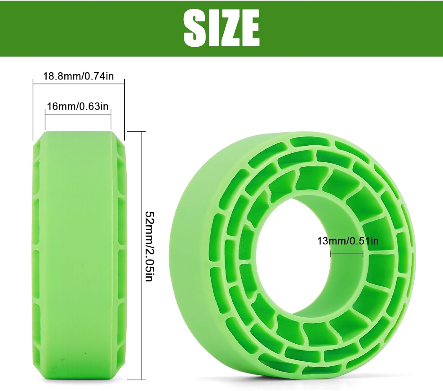 INJORA 4Pcs Silicone Rubber Inserts for 56-58Mm*24Mm 1.0" Tires(Small Green) - Small Green image number 3