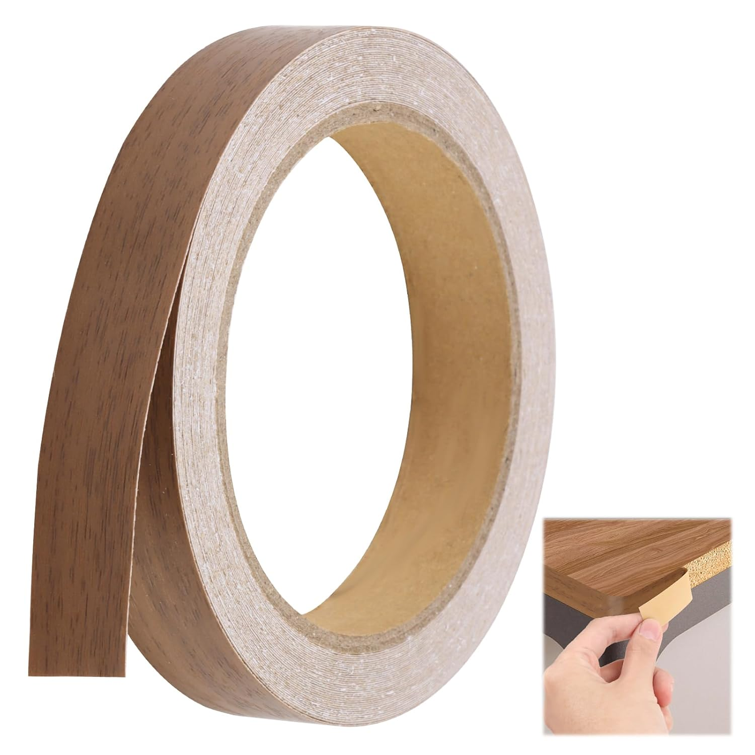 18Mm X 10M Walnut Edging Tape Self-Adhesive Melamine Veneer Edge Banding No Ironing Needed for Worktops Furniture & MDF Panels Heavy Duty Wood Repair Tape 10M Roll Long Brown