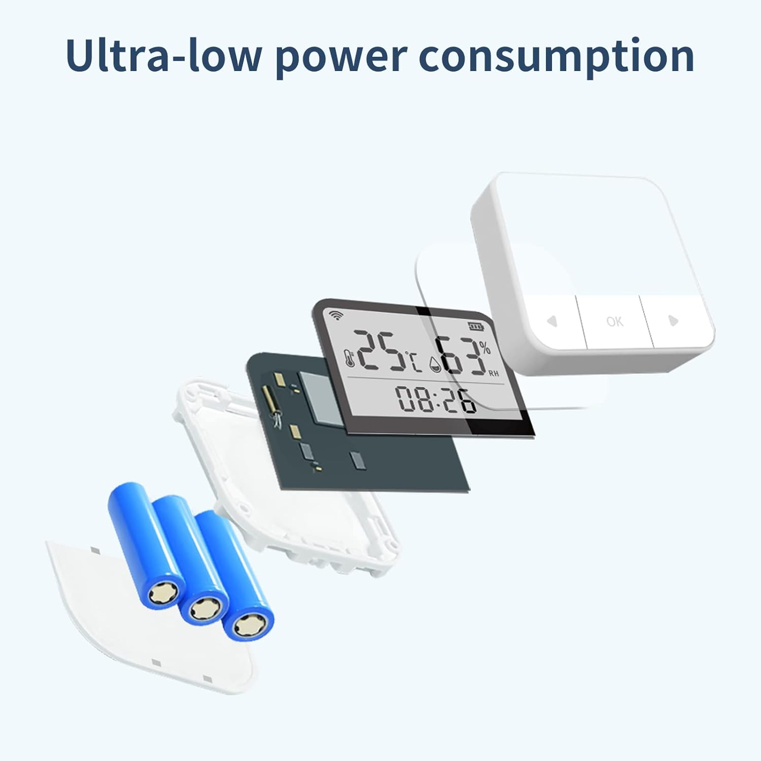 Haofy Real Time Temperature Humidity Sensor, Intelligent Control for Home Office Wine Cellar, App Control, Built-In Battery, App, Linkage Intelligent Equipment for Better Comfort
