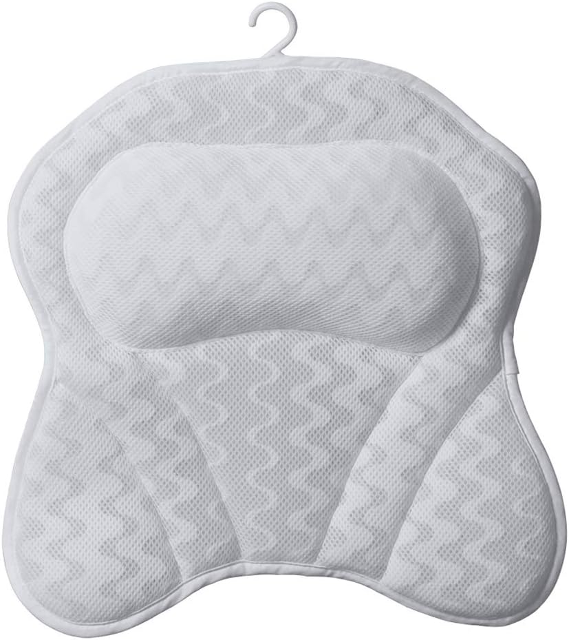 Bathtub Pillows, Ergonomic Neck Support 3D Mesh Spa Bath Pillow Bathtub Cushion Comfortable with Six Strong Grip Suction Cups for Tub image number 2