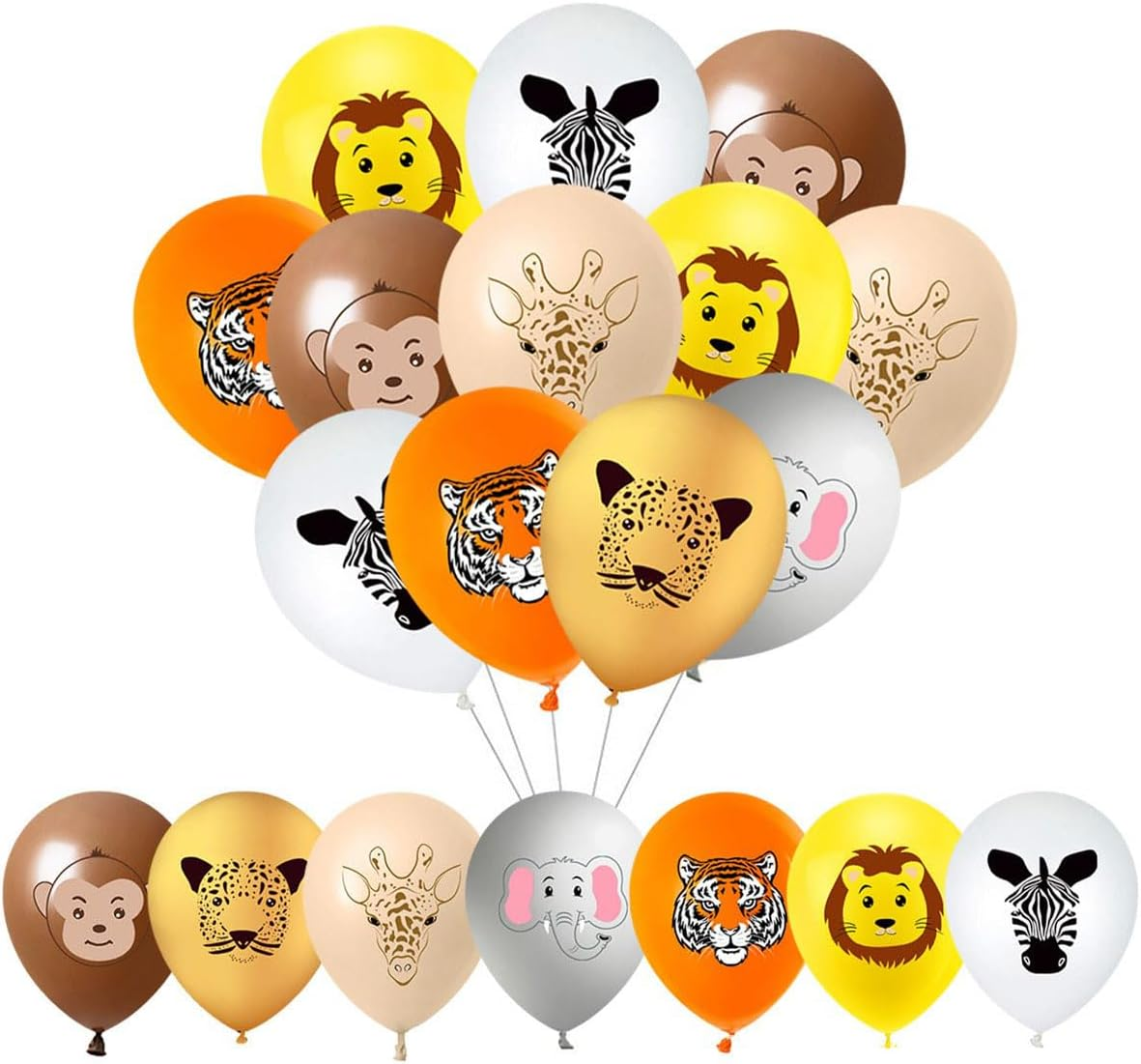 30Pcs Carton Animal Balloon Latex Pattern Balloons for Kids Wild One Jungle Safari Birthday Party Decoration DIY Supplies (Animals) image number 2