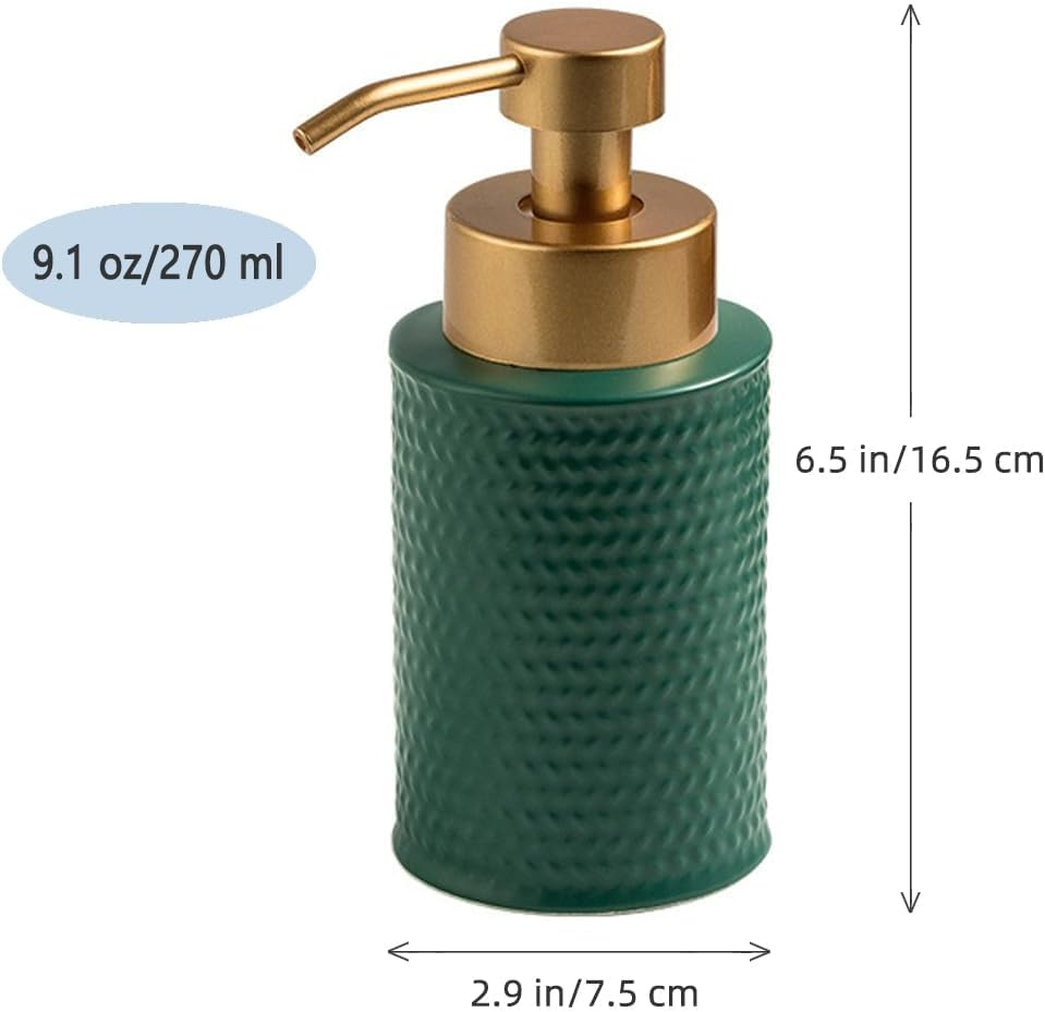 Foam Soap Dispenser, Ceramic Hand Soap Dispenser with Refined and Vintage Emboss,Great for Bathroom(Dark Green) image number 2