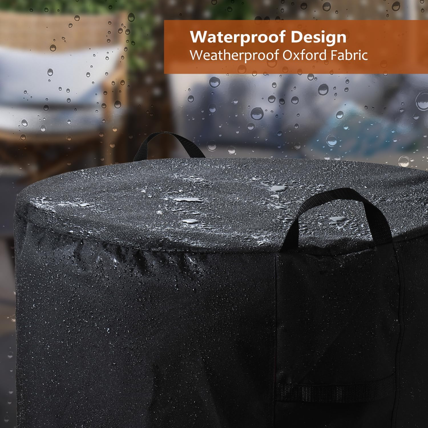 Sheechung Fire Pit Cover for Solo Stove Bonfire 22"D X 16"H Outdoor Smokeless Firepit-Round Waterproof 600D Polyester Shelter,Air Vents,Anti-Uv&Tear Resistant-Fits 19-22 Inch Gas Fire Pits/Table Black image number 2