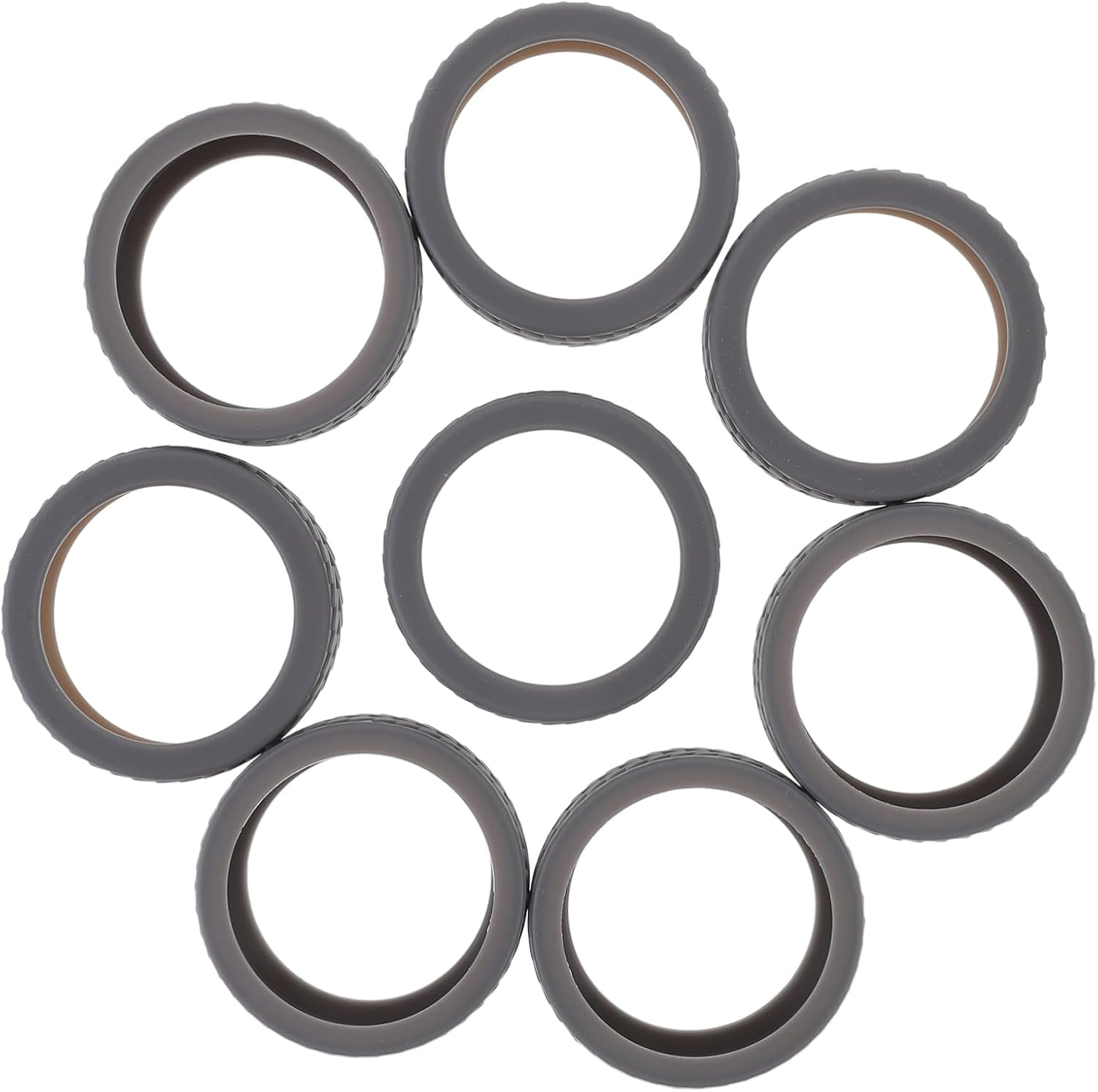 JECOMPRIS 8Pcs Rubber Luggage Wheel Protector Covers Deep Grey Suitcase Wheel Covers Noise-Reducing Travel Luggage Wraps for Spinner Floor Protection