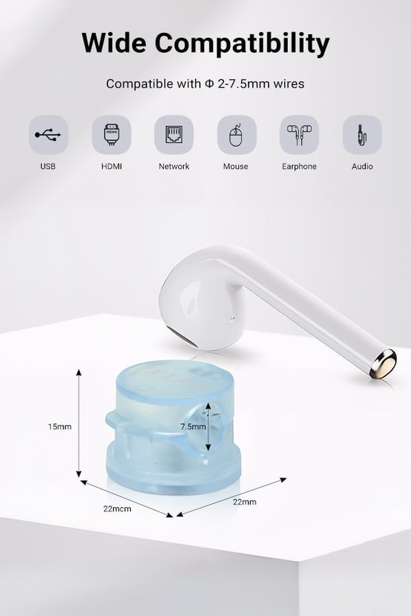 IXTRA 6 Pack Spring Cable Cips Upgrade Rotatable Cord Organizer Desk Cable Management Adhesive Phone Charging USB Wire Holder for Nightstand Office Wall Blue image number 3