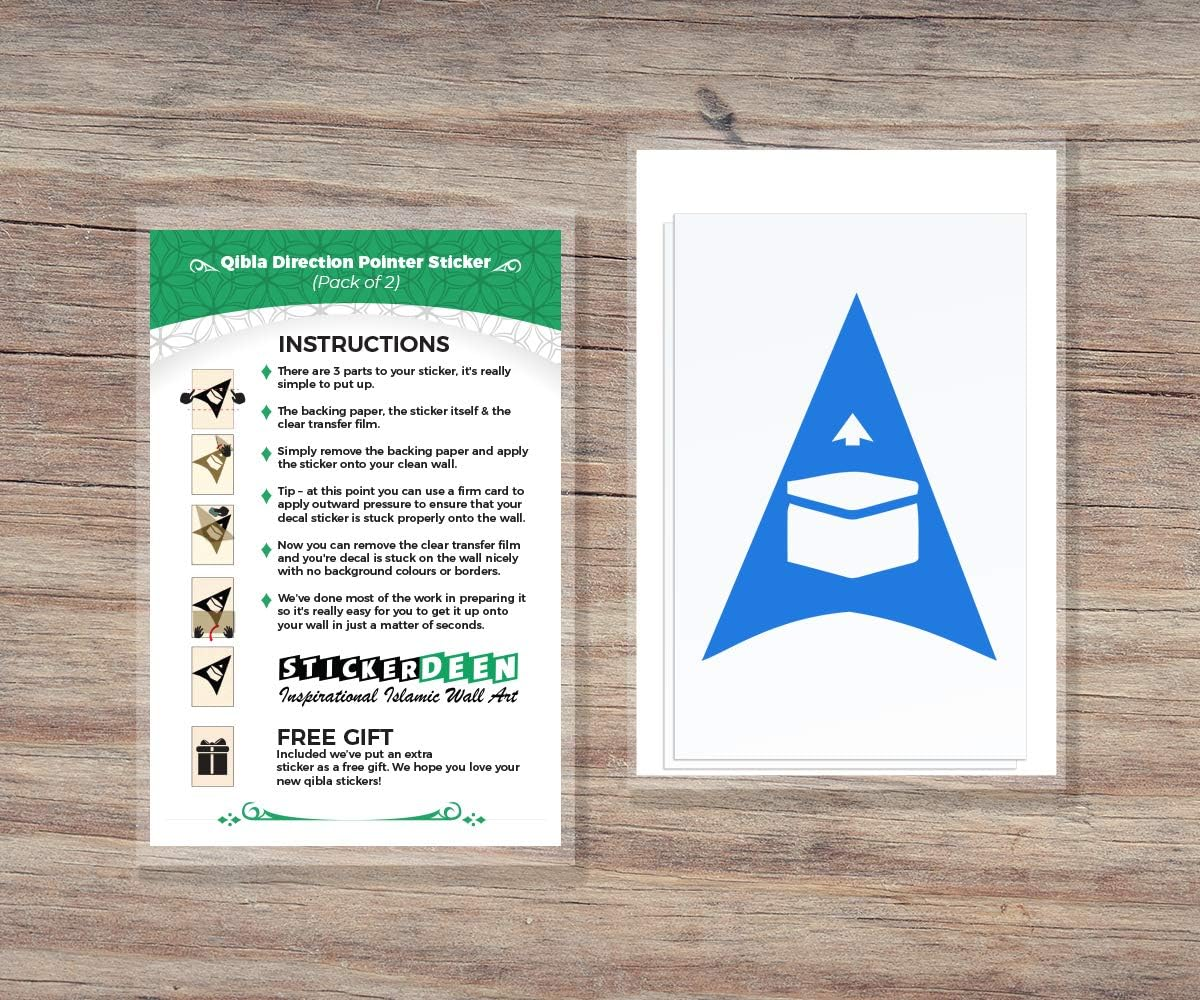 Qibla Direction Pointer (2Pk) - Wall/Ceiling Decal Sticker (S005M) (Grey)