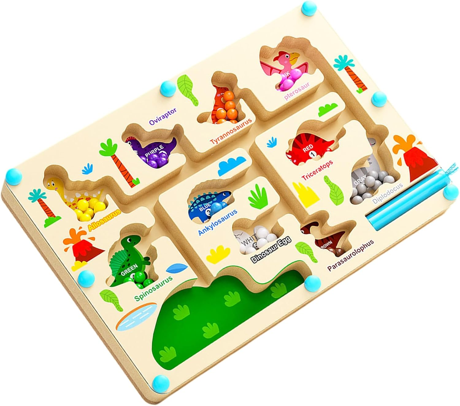 Magnetic Color and Number Maze for Toddlers: Christmas Montessori Wooden Learning Game, Fine Motor Skills Toy with Colorful Beads for 2-5 Year Old Boys and Girls image number 3