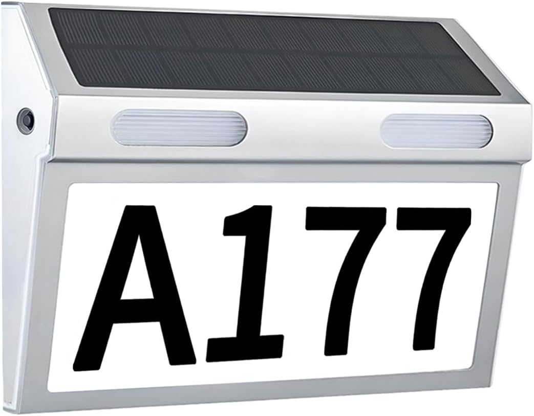 House Numbers for Outside, Solar House Number Solar Address Sign Stainless Steel Address Signs for Houses Waterproof 3-Color Lighting Address Plaque Illuminated Address Sign DIY for Home and Yard image number 3