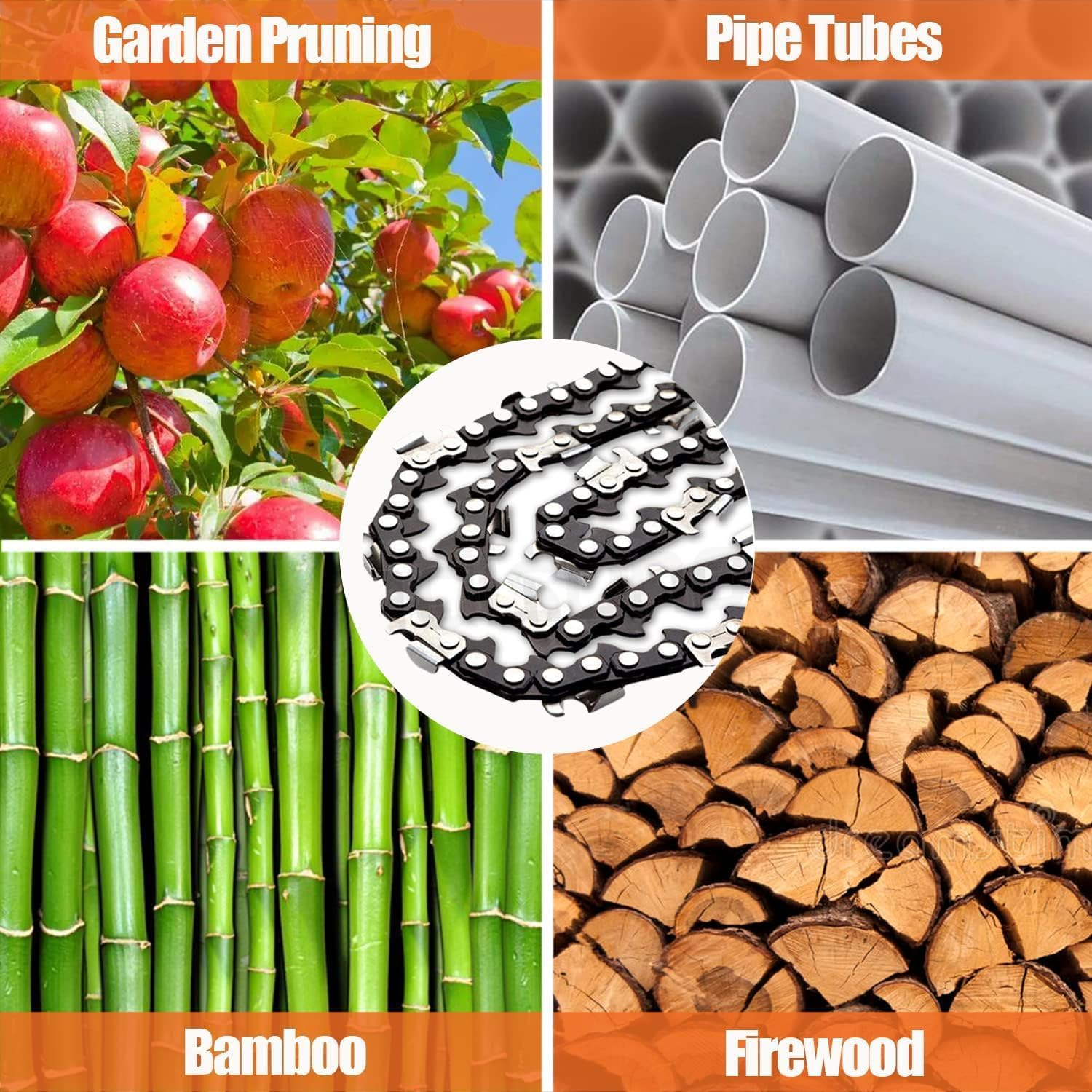 4 Pieces 6 Inches Mini Chainsaw Chains, Set of 4, 6'' Cordless Chainsaw Blade Chain Replacement for Tree Trimming, Courtyard, Patio, Gardening Electric Saw, Power Tool Replacing Parts, 4 Pieces image number 1