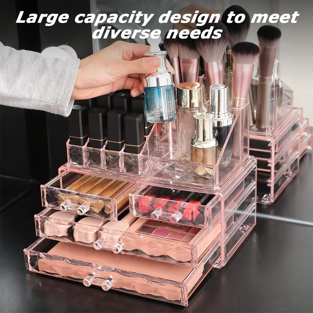 MOTRAIN Stackable Cosmetic Organizer with Drawers, Easy Toorganize Cosmetic Products Accessories Suitable for Vanity, Toilet, Bathroom and Bedroom Organization and Storage image number 6