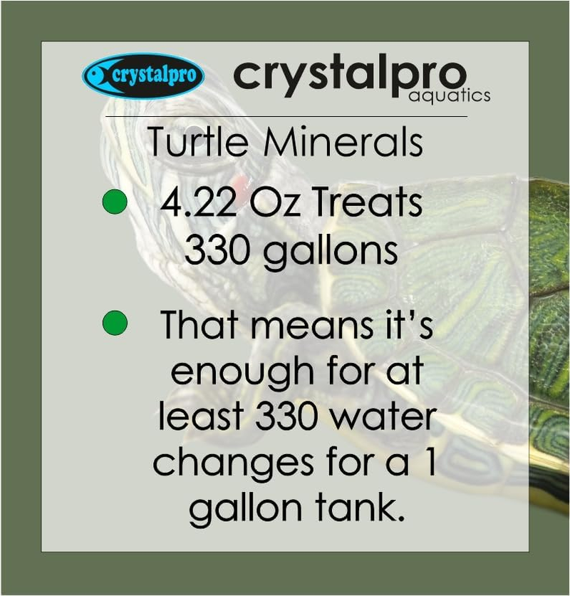 Crystalpro Turtle Minerals 4.22 Oz - Helps Grow a Better Shell and Improves General Health - Mineral Additive for Turtles- Aquarium Salt for Freshwater Tanks - Calcium for Turtle image number 1