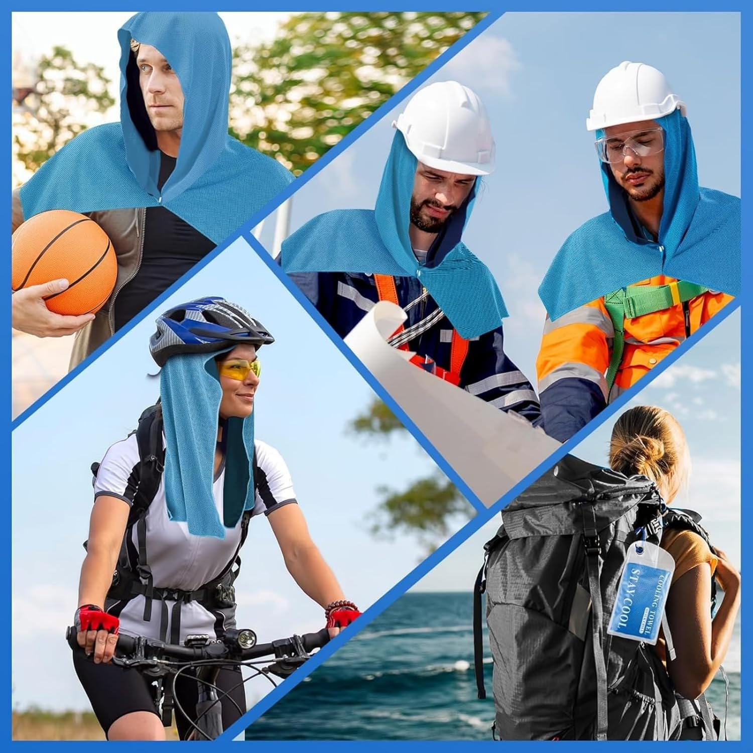 GHQHSQ 3 Pack Cooling Hoodie Towels for Neck and Face, UPF 50 Sun Protection & Instant Cooling, Ice Towels for Hot Weather, Soft Breathable Towel for Sport, Work Out, Gym, Camping & More Activities image number 3