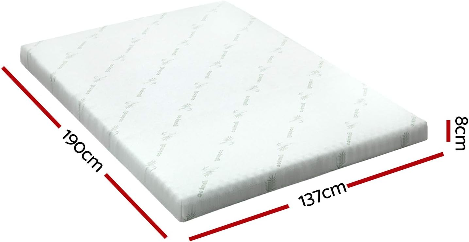 Giselle Bedding 8Cm Thick Double Memory Foam Mattress Topper, Foldable Bed Mattresses Toppers Protector Bamboo Cool Cover Sleeping Mat Home Bedroom, Removable Washable White Blue image number 6