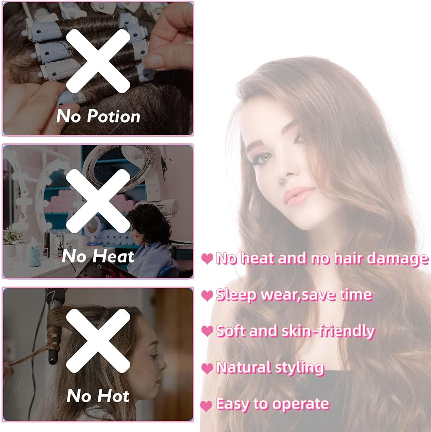 Heatless Curling Rod Leopard Print Heatless Curls Headband for Long Hair New Upgraded Skin No Heat Curler with Adjustable & Removable Rollers Girls & Women Use image number 6