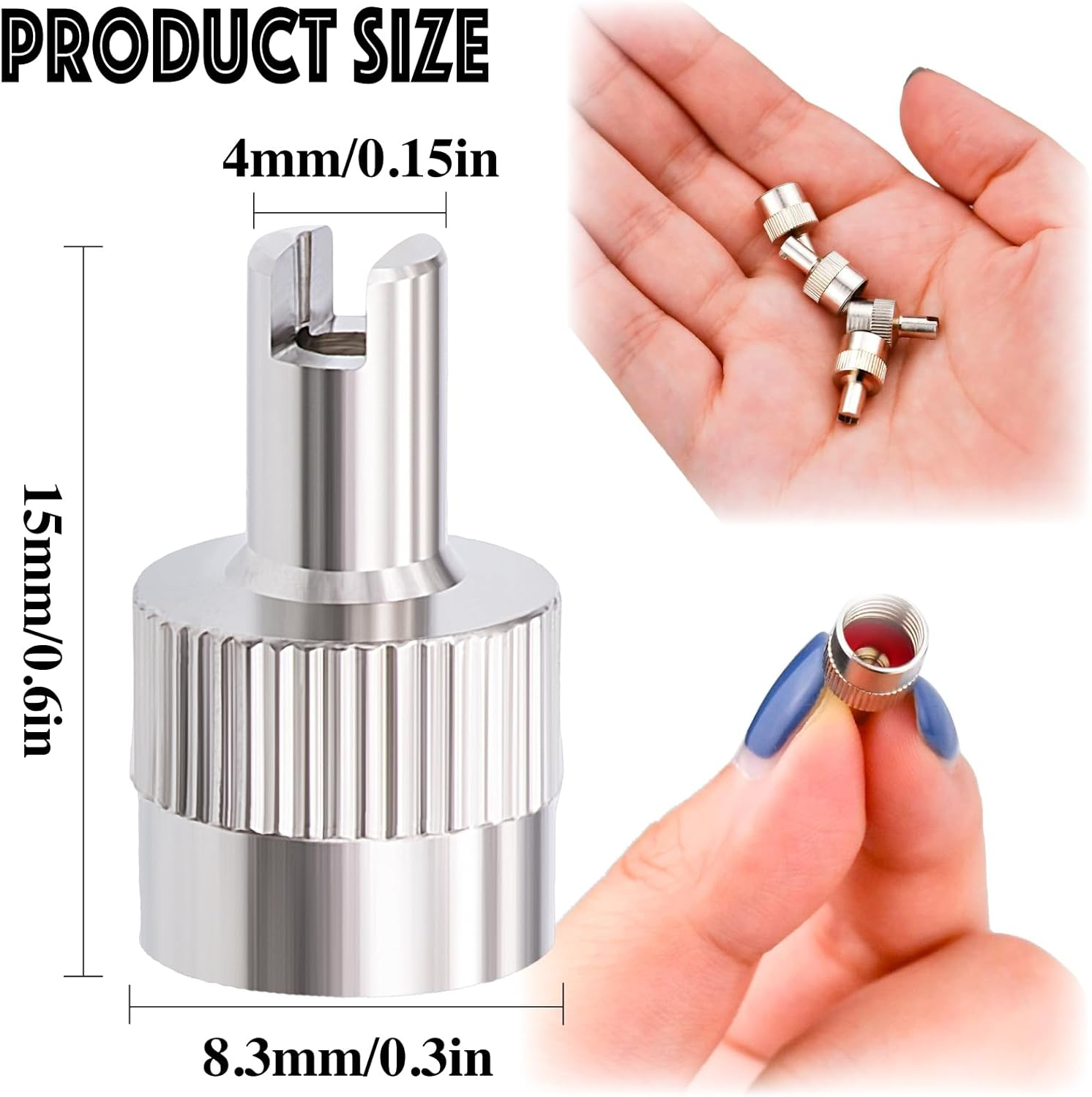 20PCS Tire Valve Stem Caps, Nickel Brass Slotted Slot Valve Stem Caps with Valve Core Remover, with O Rubber Ring, Universal for Cars, SUV, Trucks, Bikes, Motorcycles, Bicycles image number 6