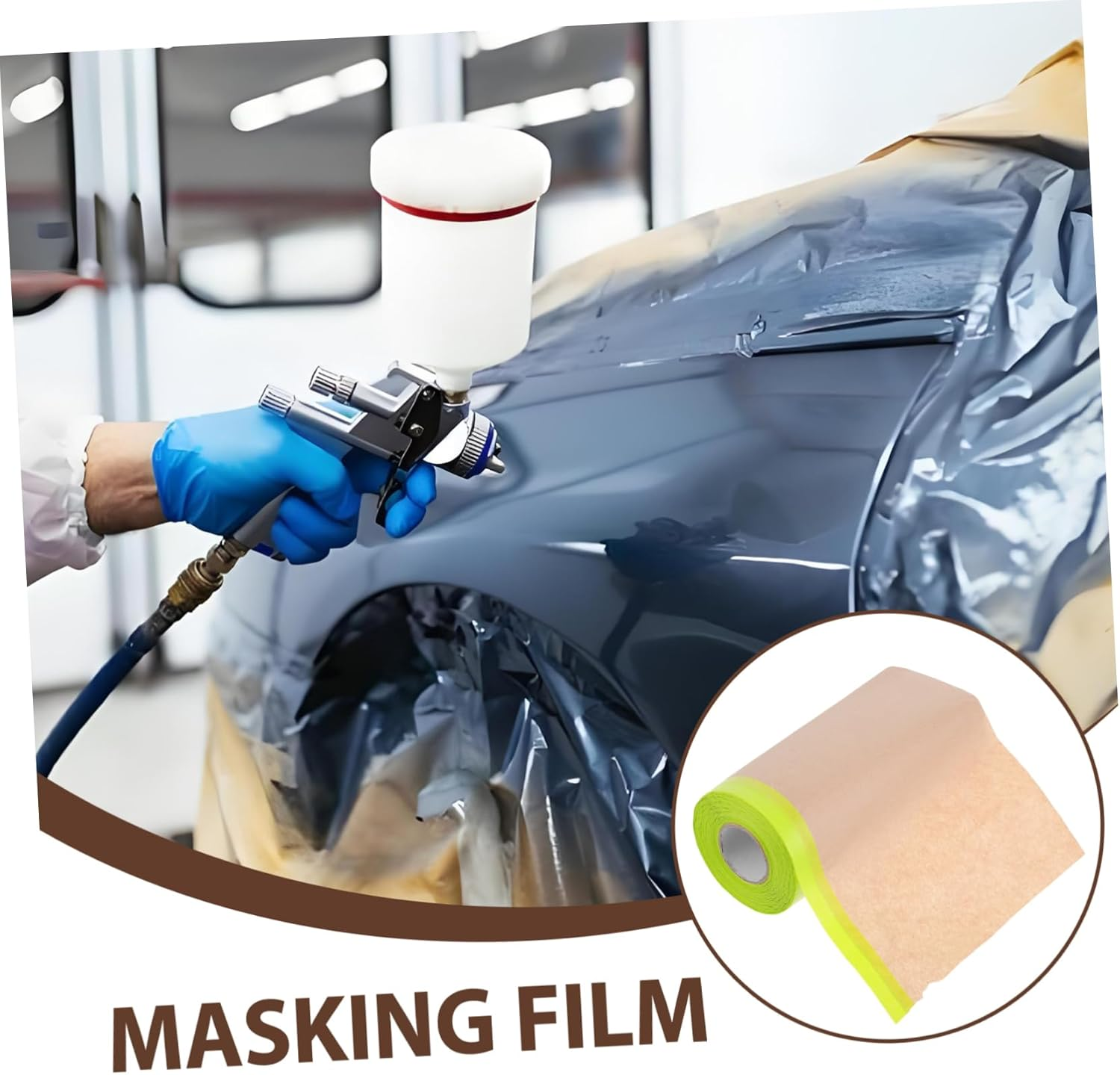 TEHAUX 5Pcs Masking Film Roll Semi Adhesive Paper for Artists Automotive Masking Tape Film Painters Paper Stencil Cutting Template Making Dust Protection for Oil Painting image number 4