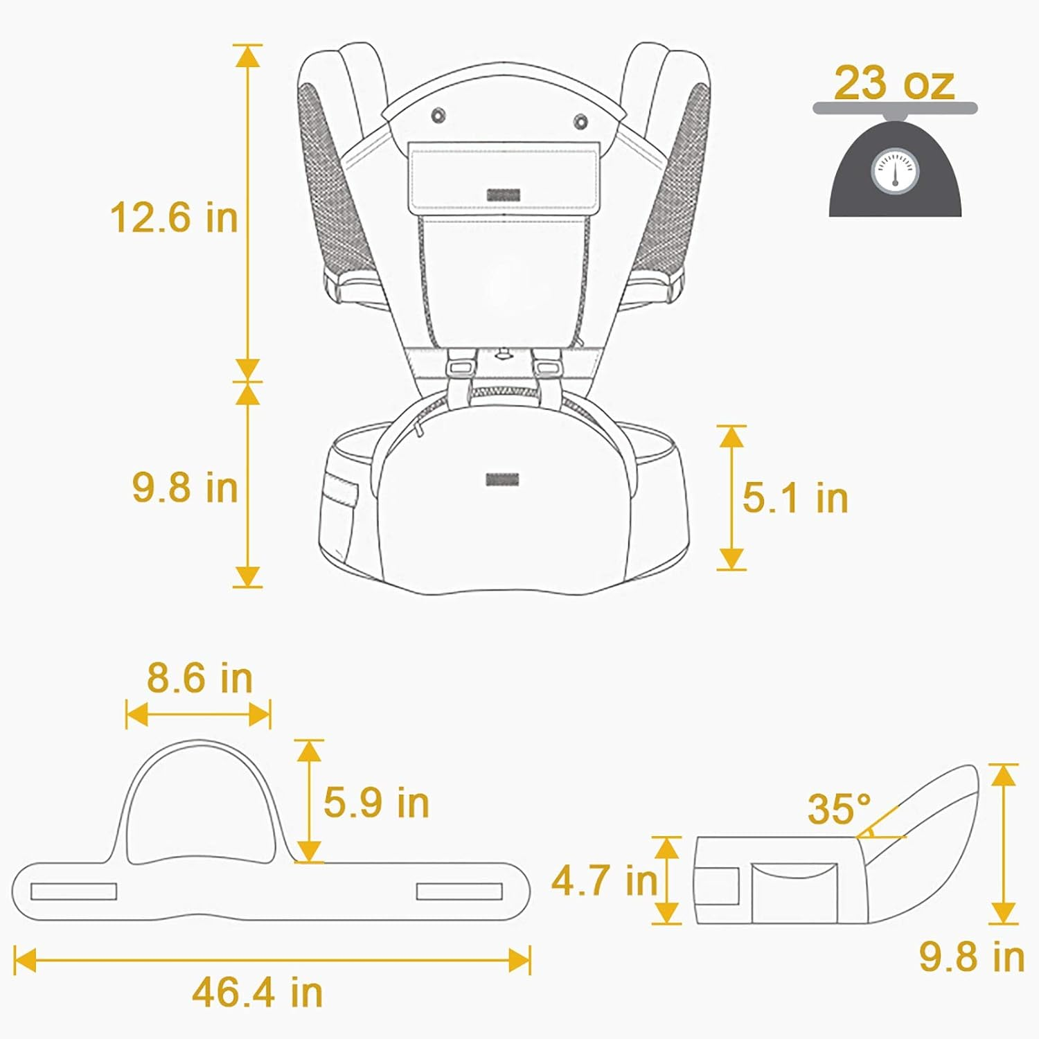 FRUITEAM Baby Carrier, 6-In-1 Baby Carrier with Waist Stool, One Size Fits All -Adapt to Newborn, Baby Hip Carrier for Breastfeeding, Infant & Toddler-2 image number 6