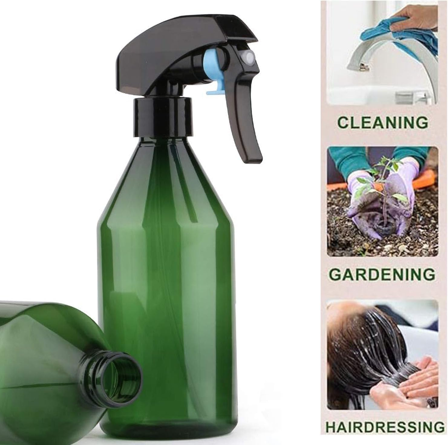 2 PCS Reusable Plant Miste Spray Bottles with 8 Waterproof Labels, 300Ml 10 Oz Fine Mist Spray Bottle for Cleaning Solution Gardening Trigger Water Empty Sprayer image number 5