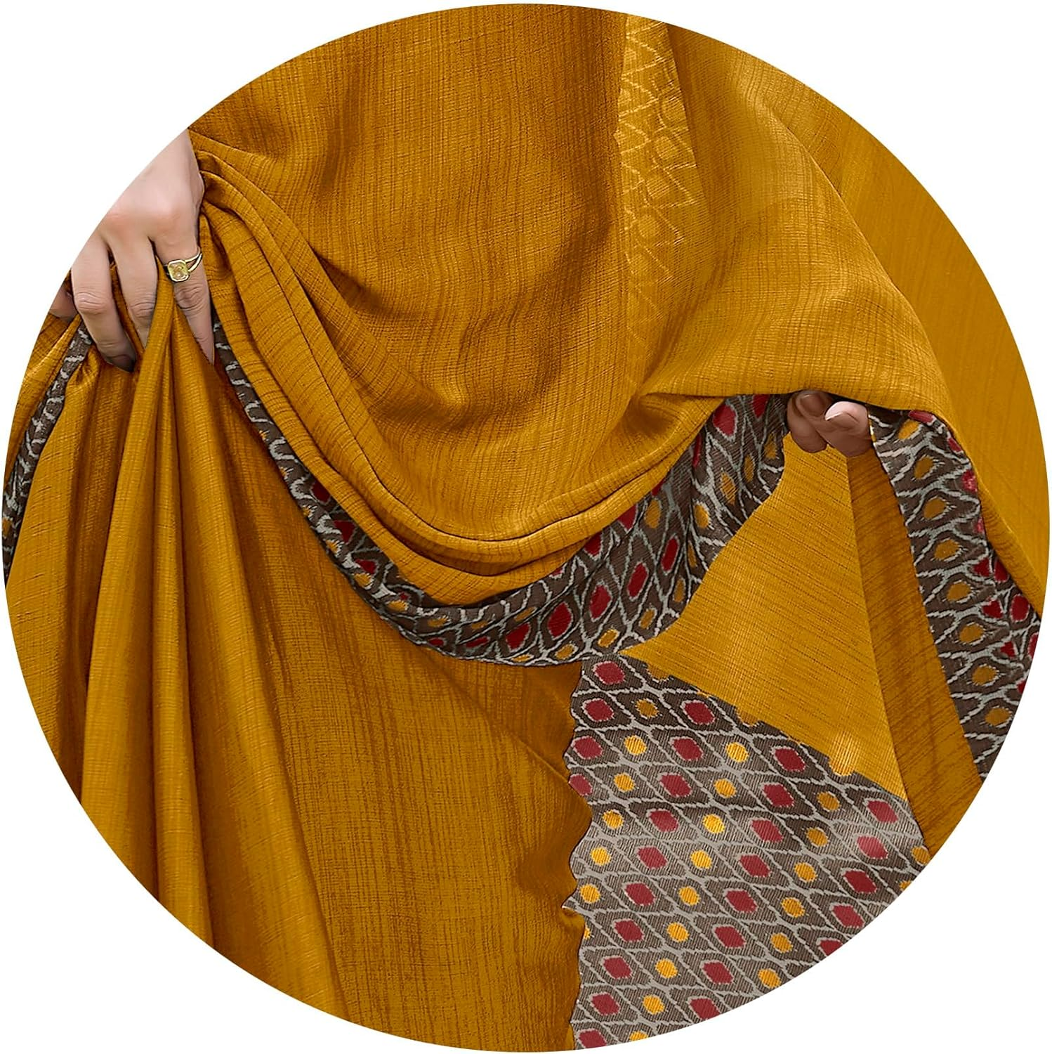 MIRCHI FASHION Women'S Stylish Chiffon Contrast Border-Pallu Printed Saree with Blouse Piece - Grey, Coffee image number 3