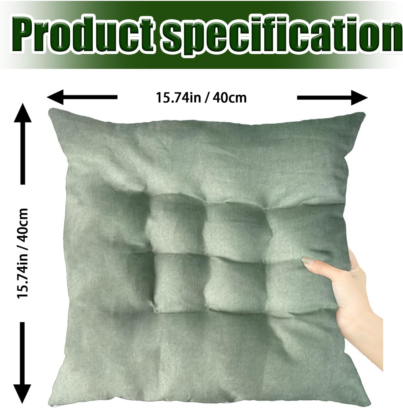 General Comfortable Seat Cushion Outdoor Indoor Cushion Square Soft Chair Cushion Home Decoration 40X40 Cm Suitable for Home, Office, Car, Patio Furniture, Mint Green, Square Design image number 5