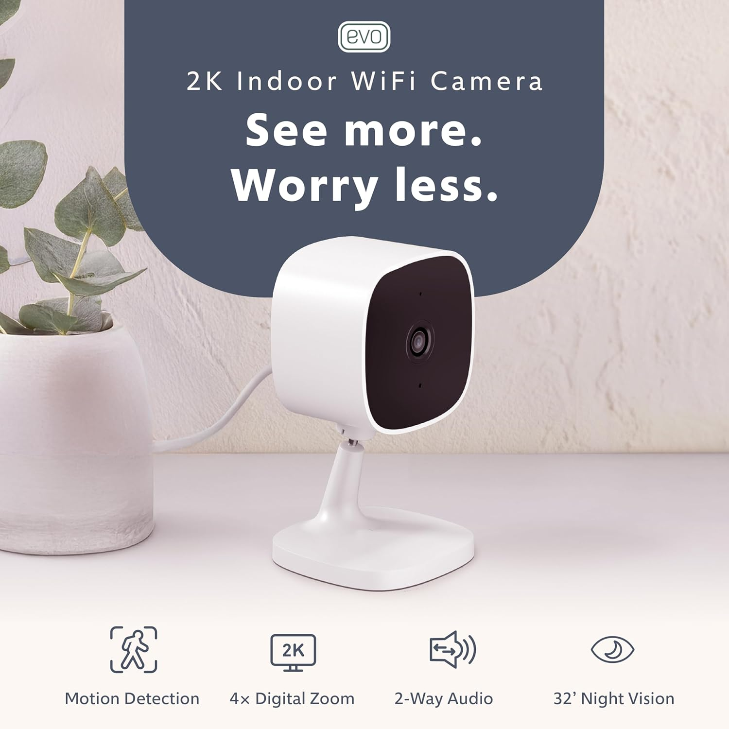 Swann Swann EVO 2K Indoor Wi-Fi Indoor Security Camera-Two-Way Audio,True Detection,Night Vision,Cloud Storage-Easy Setup for Home & Office Surveillance,Free Recording image number 3