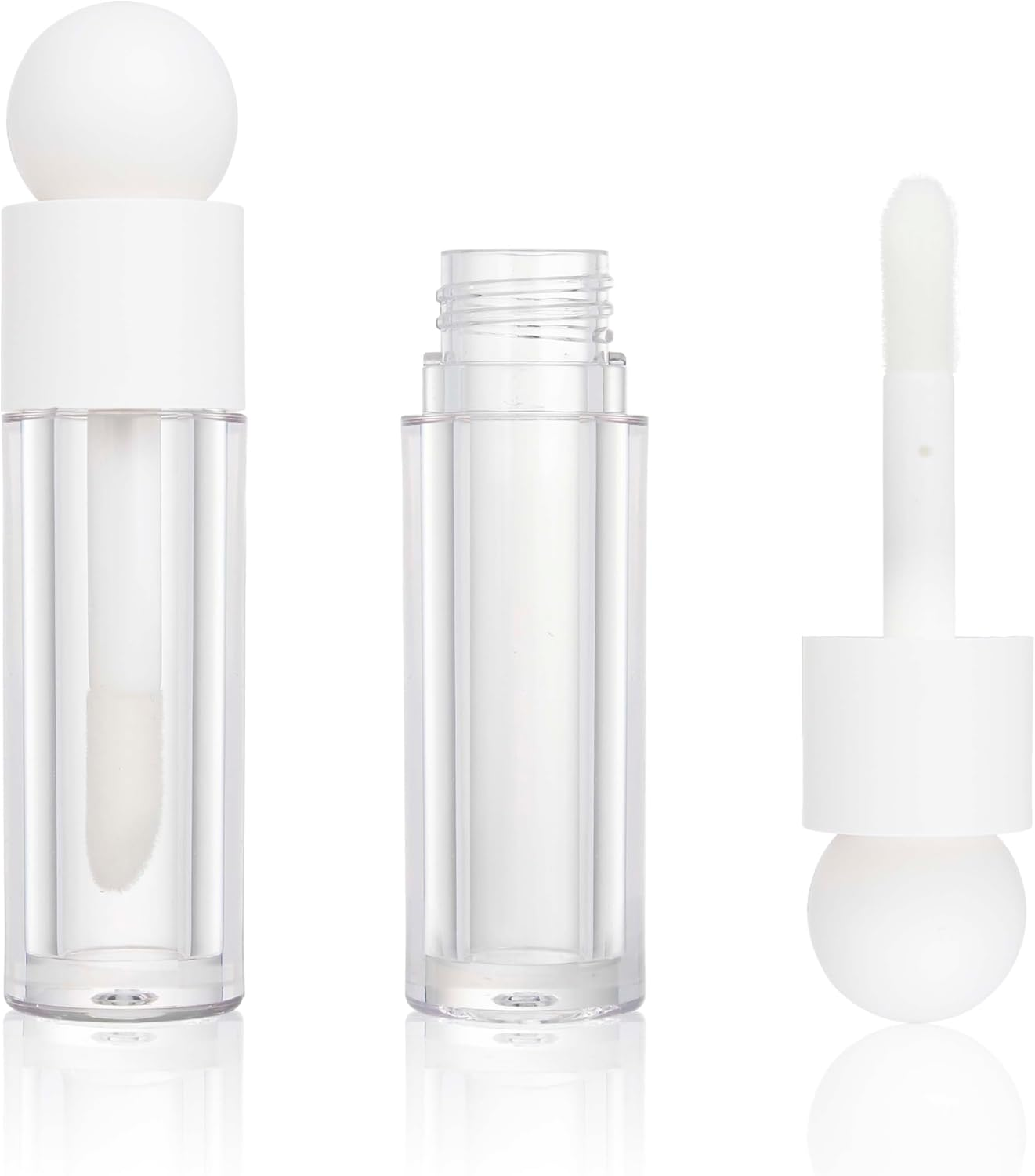 COSIDEA 30Pcs Empty 5Ml Pink Lip Gloss Tubes with Big Wand Large Deo Foot Brush Lipgloss Tube Container with Ball Shape Cap