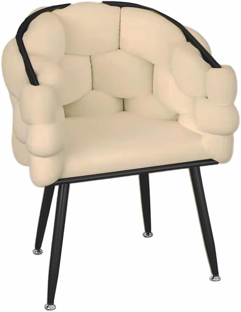 Bubble Chair Modern Lounge Sofa Barrel-Shaped Backrest Velvet Fabric Vanity Chair for Living Room or Bedroom, Makeup, Office, Fining Room (White Gold) image number 6