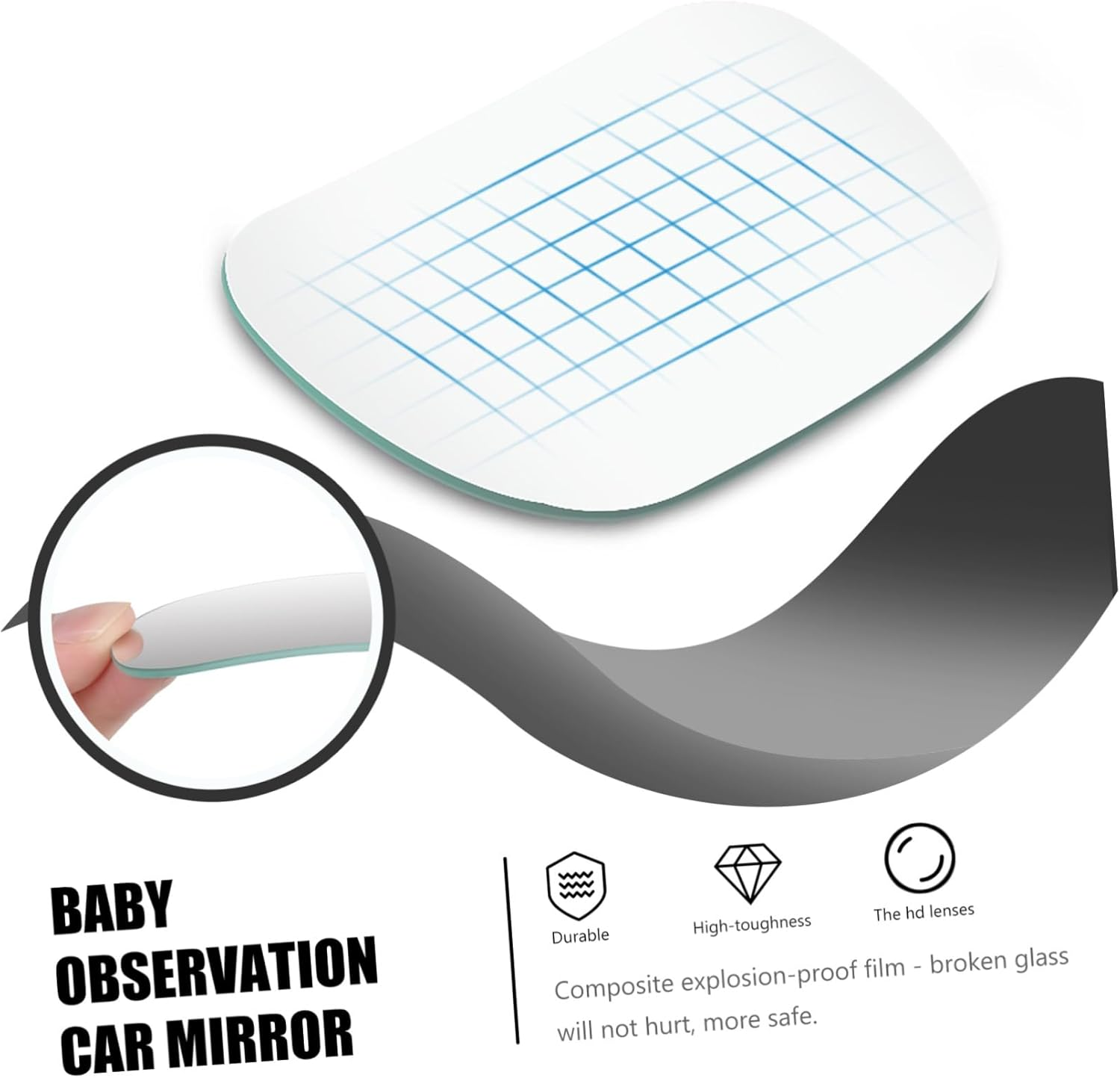 Adjustable Car Mirror for Rear Facing Seats Rearview Mirror with Wide Angle for Car Backseat Monitoring image number 6