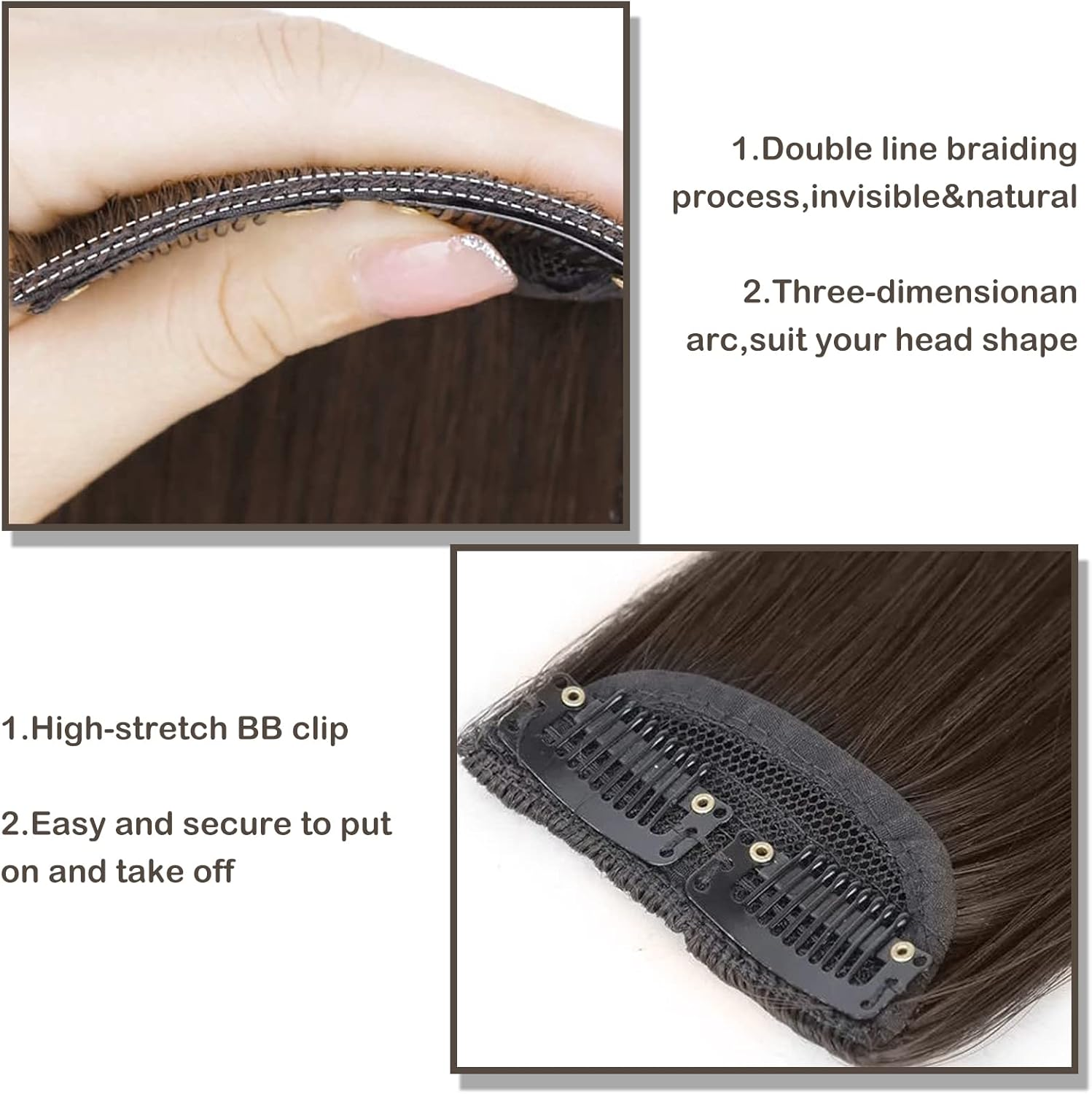 Invisible Traceless Side Fluffer Mini One Piece Hair Pad 10 Cm Light Brown Pack of 4 image number 1