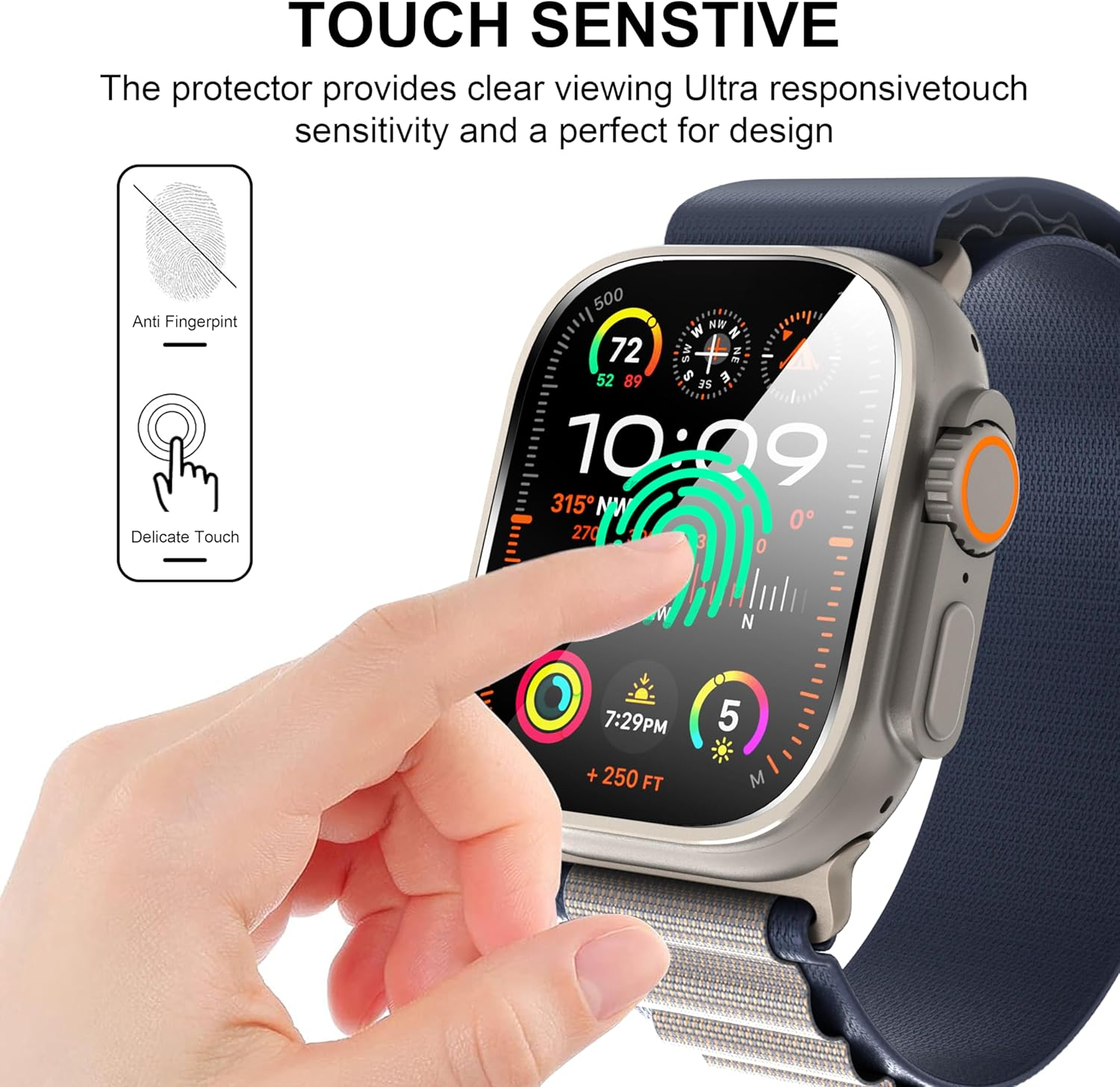 Suoman 2-Pack for Apple Watch Ultra 3/2/1 49Mm Screen Protector, [No Bubbles] 9H Hardness Anti-Scratch Tempered Glass Film - Clear image number 4