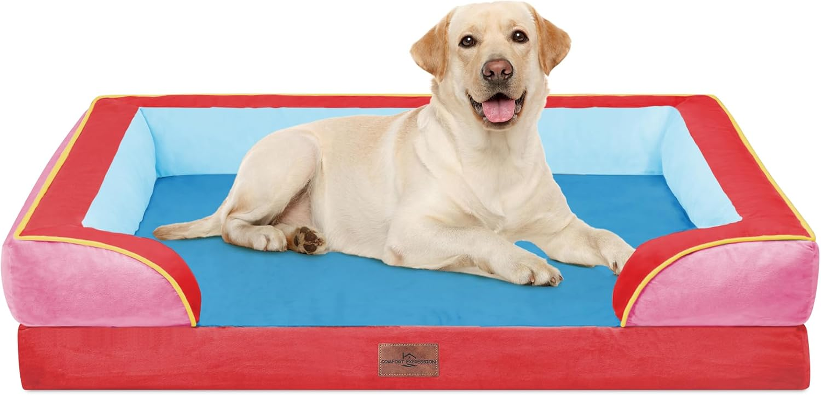 Comfort Expression Dog Bed for Extra Large Dogs, Waterproof Orthopedic Bed, Breed Durable PV Washable Sofa White, with Removable Cover Zipper, Jumbo-45''X35'' - 42.0"L X 30.0"W X 8.5"Th, Los Angeles