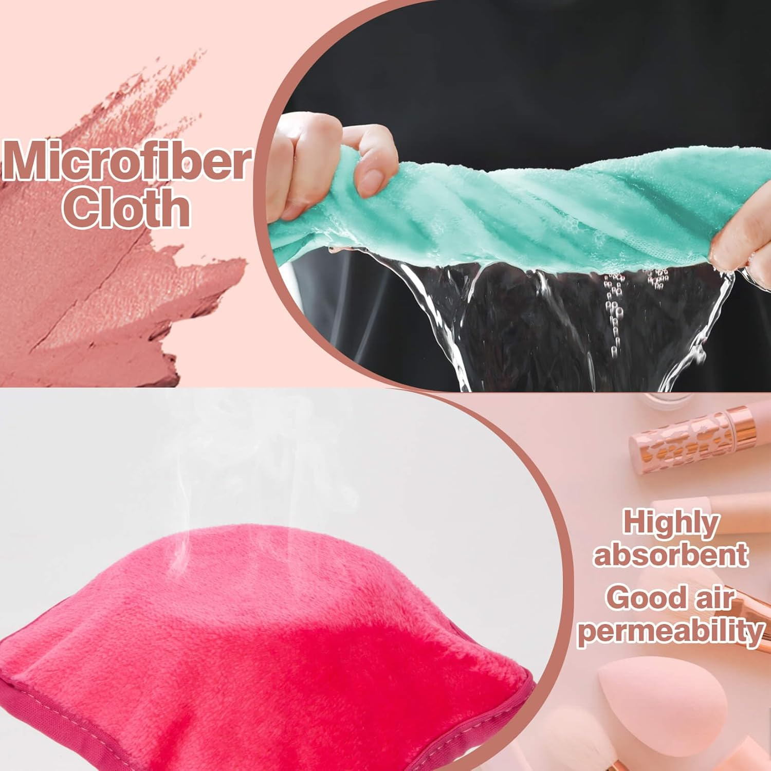 Sukh 8PCS Makeup Remover Cloth - Reusable Microfiber Face Wash Cloth for All Skin Types image number 2