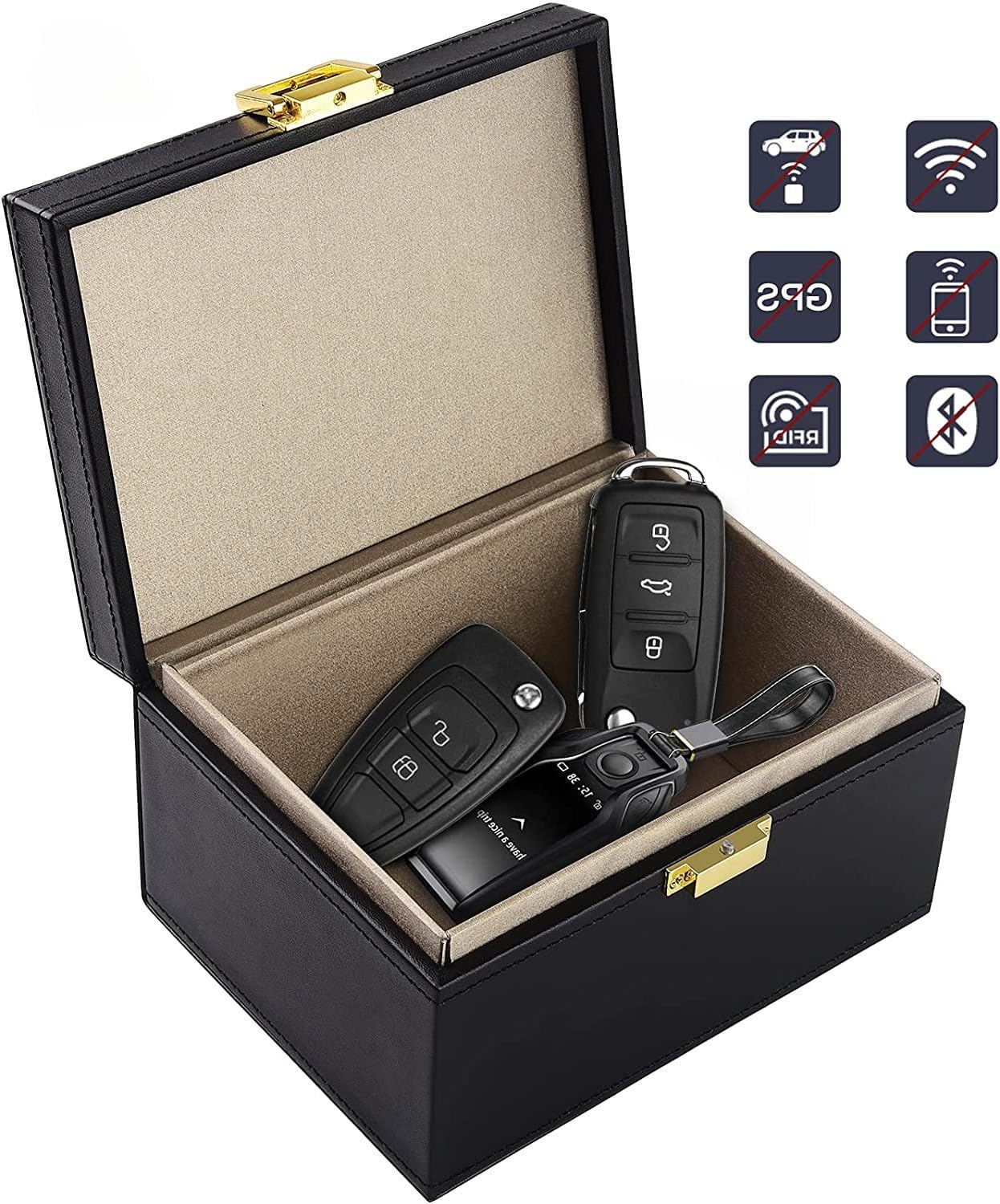 Faraday Box Key Fob Protector, Leather Signal Blocker for Car Keys, RFID Blocking Box, Car Key Phone Signal Blocking image number 3