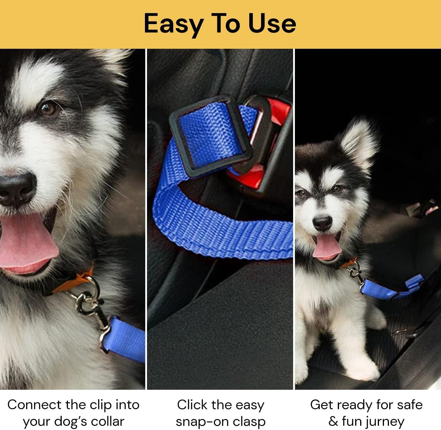 Spendeal 3 PCS Dog Seat Belt for Car, Adjustable Nylon Pet Seatbelt, Supports All Cars, Seatbelt for Dogs in Cars, Dog Car Leash Seat Belt, Cats and Ferrets Seat Belt Harnesses (Black+Purple+Blue)