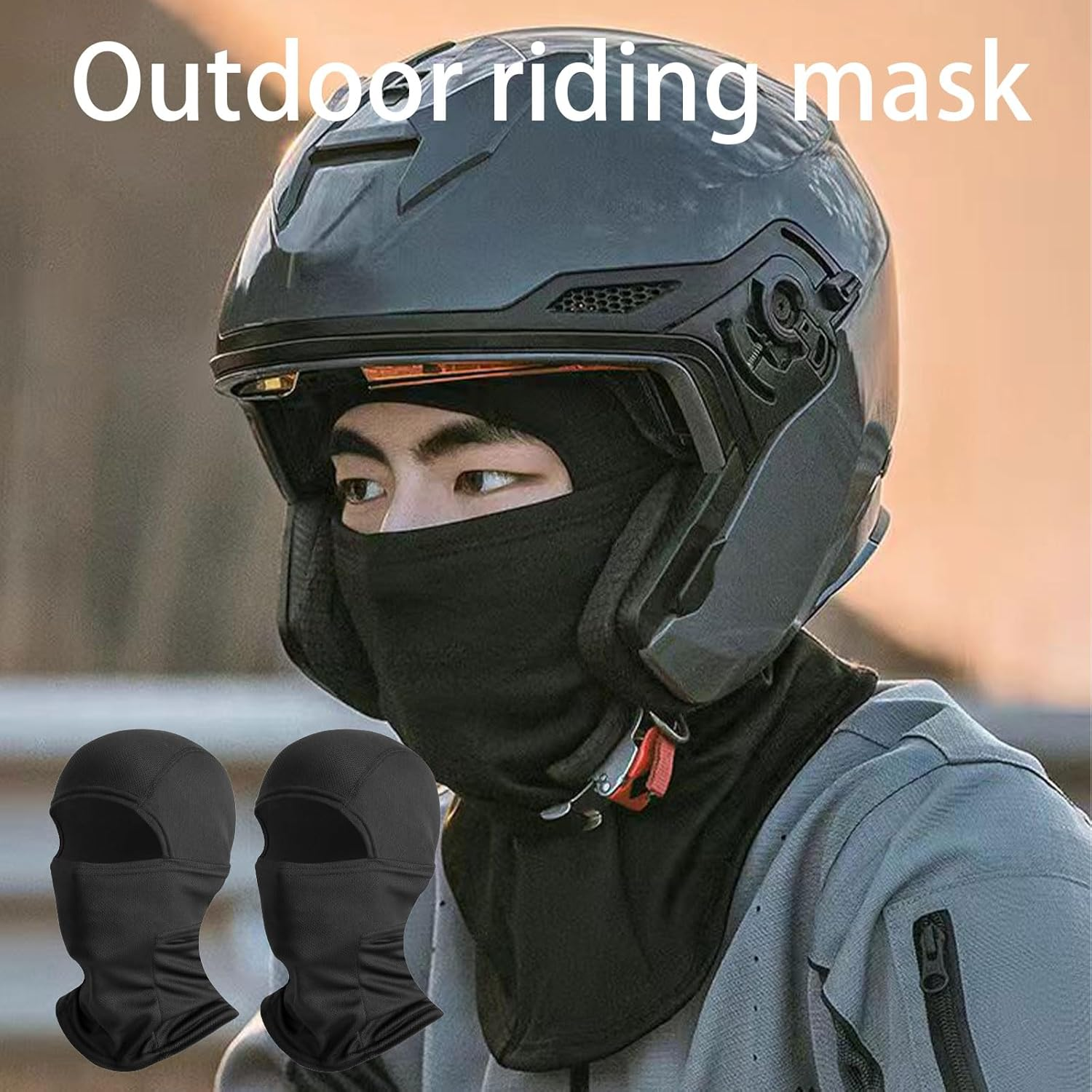 Zodaqian 2-Pack Thermal Winter Balaclava Ski Mask,Motorcycle Face Mask, Windproof Neck Gaiter for Outdoor Sports, Cycling, Skiing Black image number 3