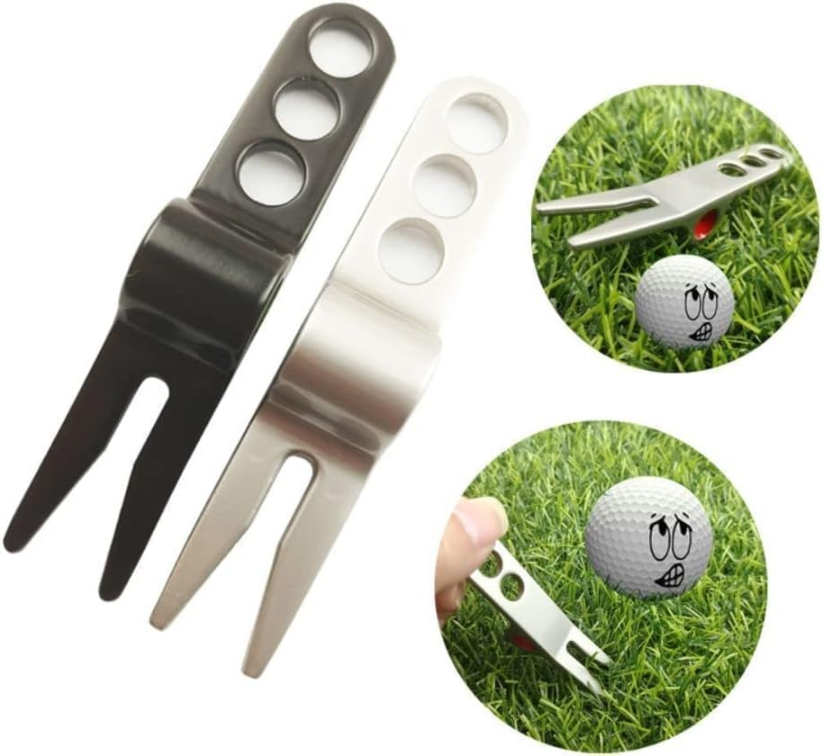 Jinshining 4 Pcs Silver Golf Ball Fork Pivot Divot Repair Tool Compatible Golf Divot Tools for Scotty Cameron Divot Tools