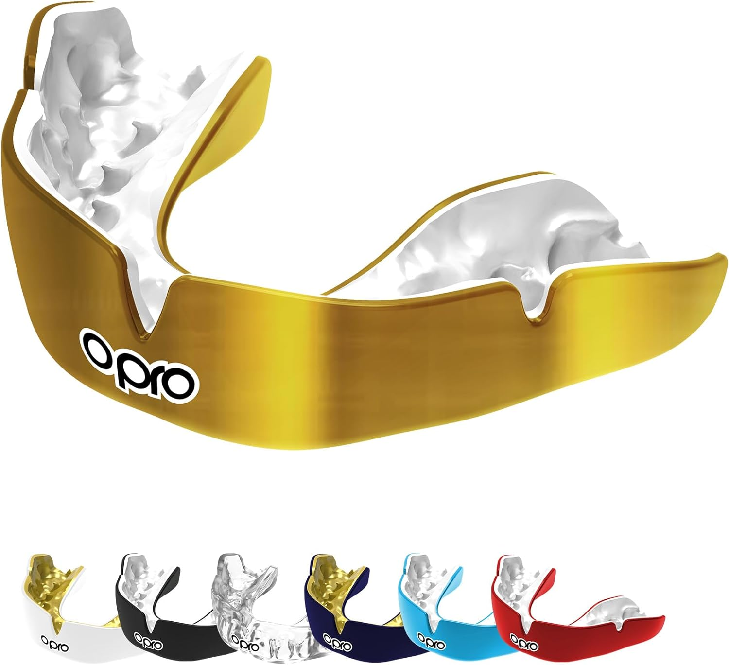 OPRO New Instant Custom-Fit Mouth Guard, Dentist Mouthguard, Revolutionary Fitting Technology for Ultimate Comfort, Protection & Fit, Gum Shield for Rugby, Boxing, Hockey, MMA (Gold, Youth)