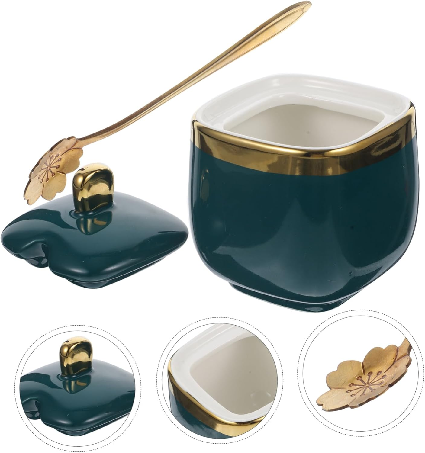 FELTECHELECTR 1Pc Ceramic Seasoning Jar with Stylish Condiment Storage Container for Sauces Vinegar and Spices for Home School and Restaurant Use Easy to Clean And image number 3