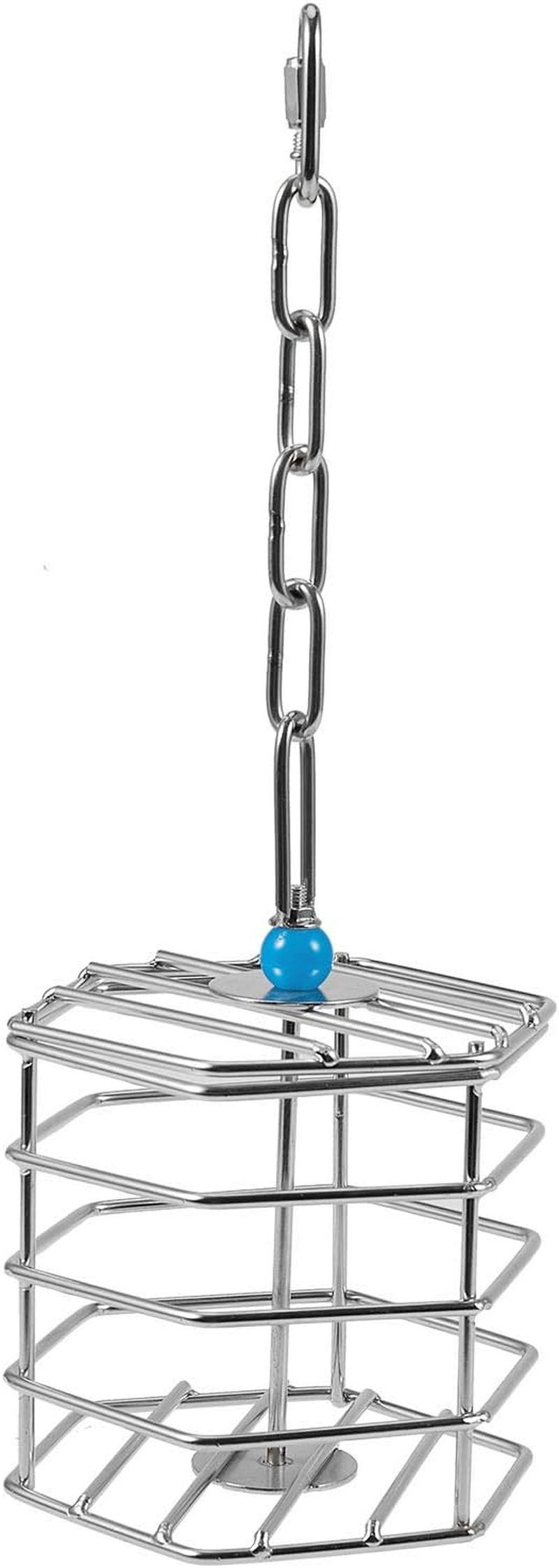 Pvcqjkd Pet Bird Parrot Squirrel Bold Stainless Steel Food Hanging Cage Foraging Toys Macaw Cockatoo Hunt Feeder Entertainment Toys