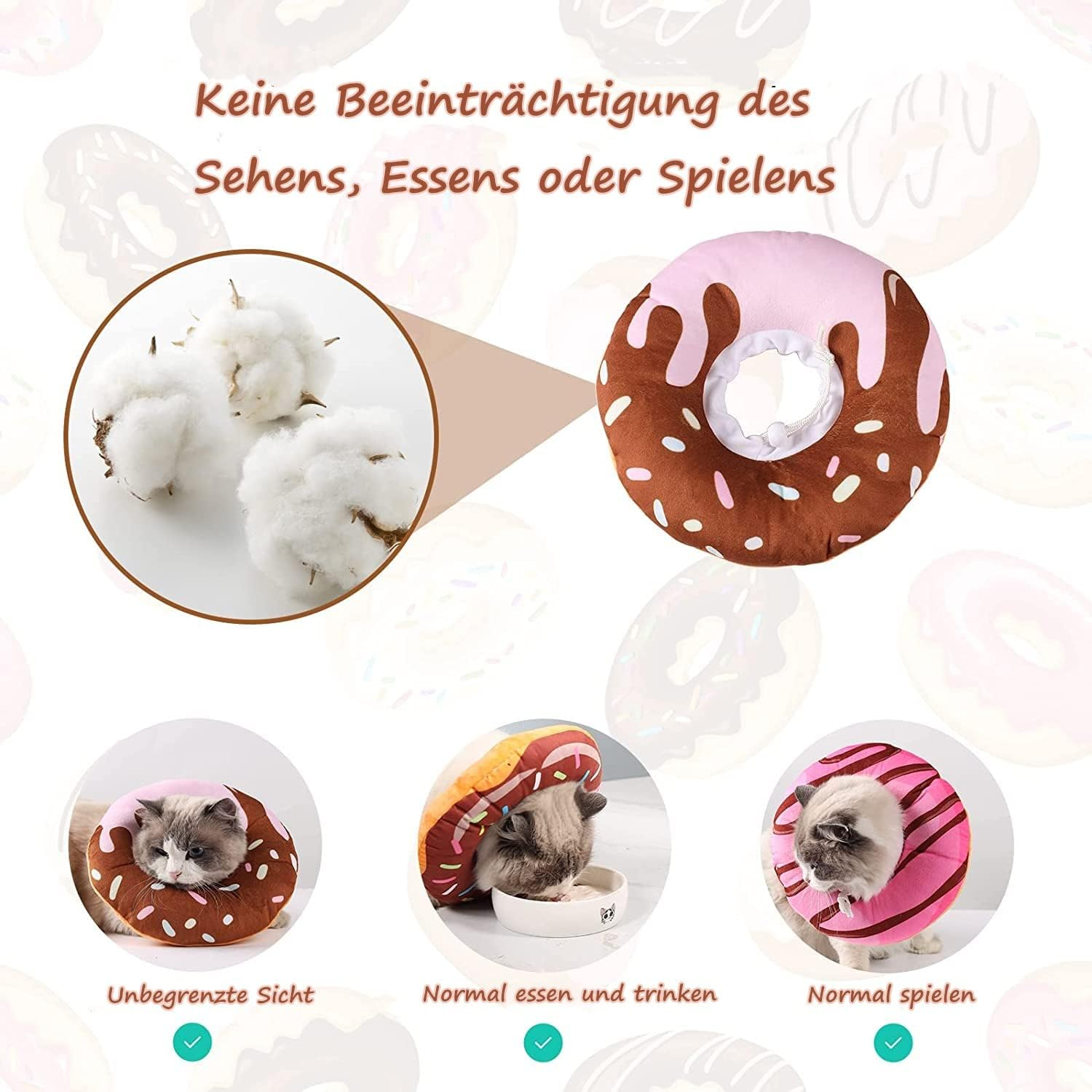 Voarge Cat Collar, Soft Soft Cat Protective Collar, Adjustable Cat Recovery Collar, anti Bite Safety Adjustable Protective Collar, for Pets Cats Puppies (M) image number 2